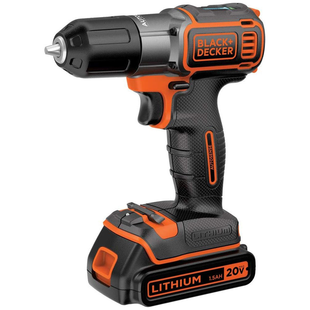 BLACK+DECKER BDCDE120C 20V MAX* POWERCONNECT 3/8 Inch Cordless Drill/Driver with AUTOSENSE Technology - Perfect for DIY Home Projects, Woodworking, and Professional Construction Work