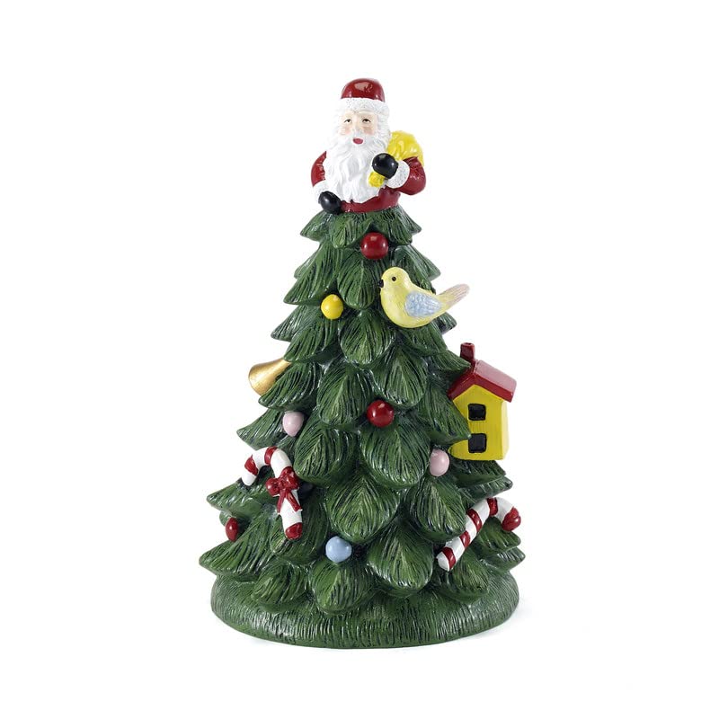 Spode Christmas Tree Resin Soap Dispenser & Toothbrush Holder Set - 2pc Festive Bathroom Accessories for Holiday Decor - Perfect for Christmas Home Decor & Gift Giving