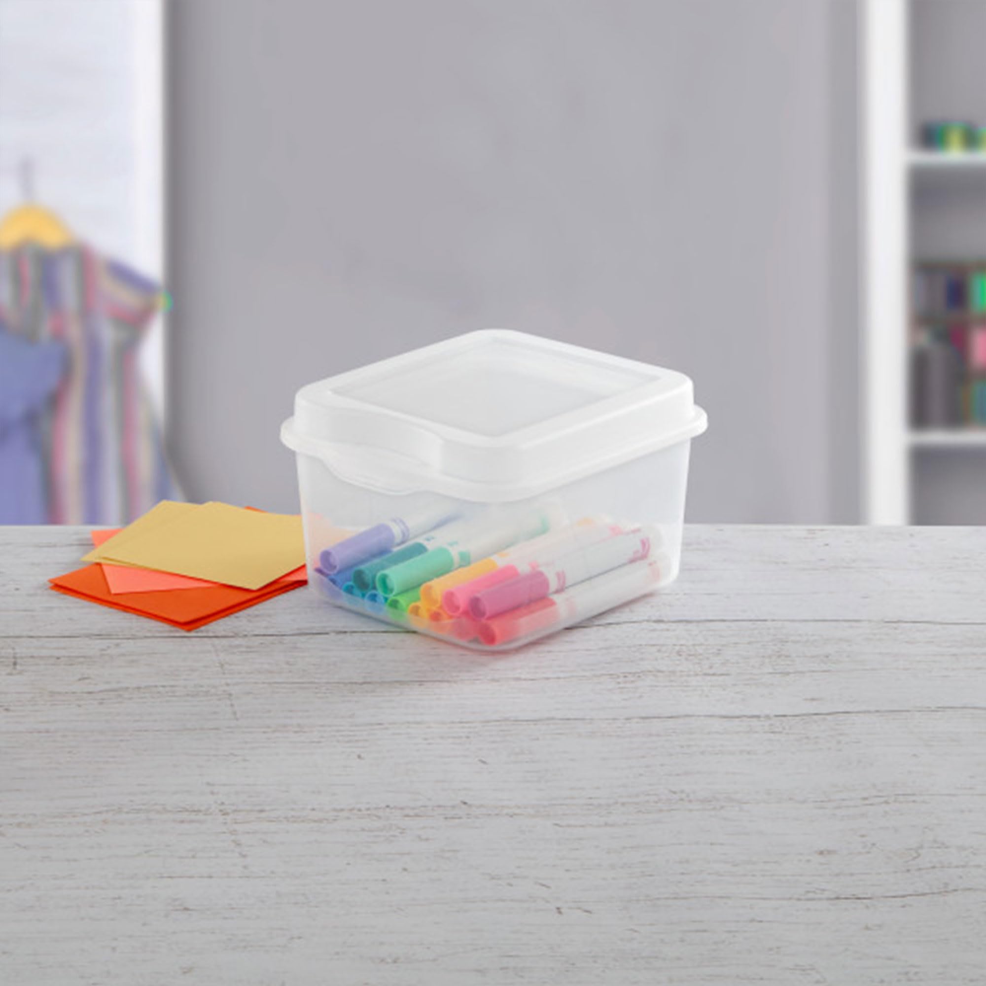 Sterilite 48-Pack Clear Small Stackable Storage Bins with Flip-Top Lids - Perfect for Organizing Closet, Office, Craft Room & Kids' Toys