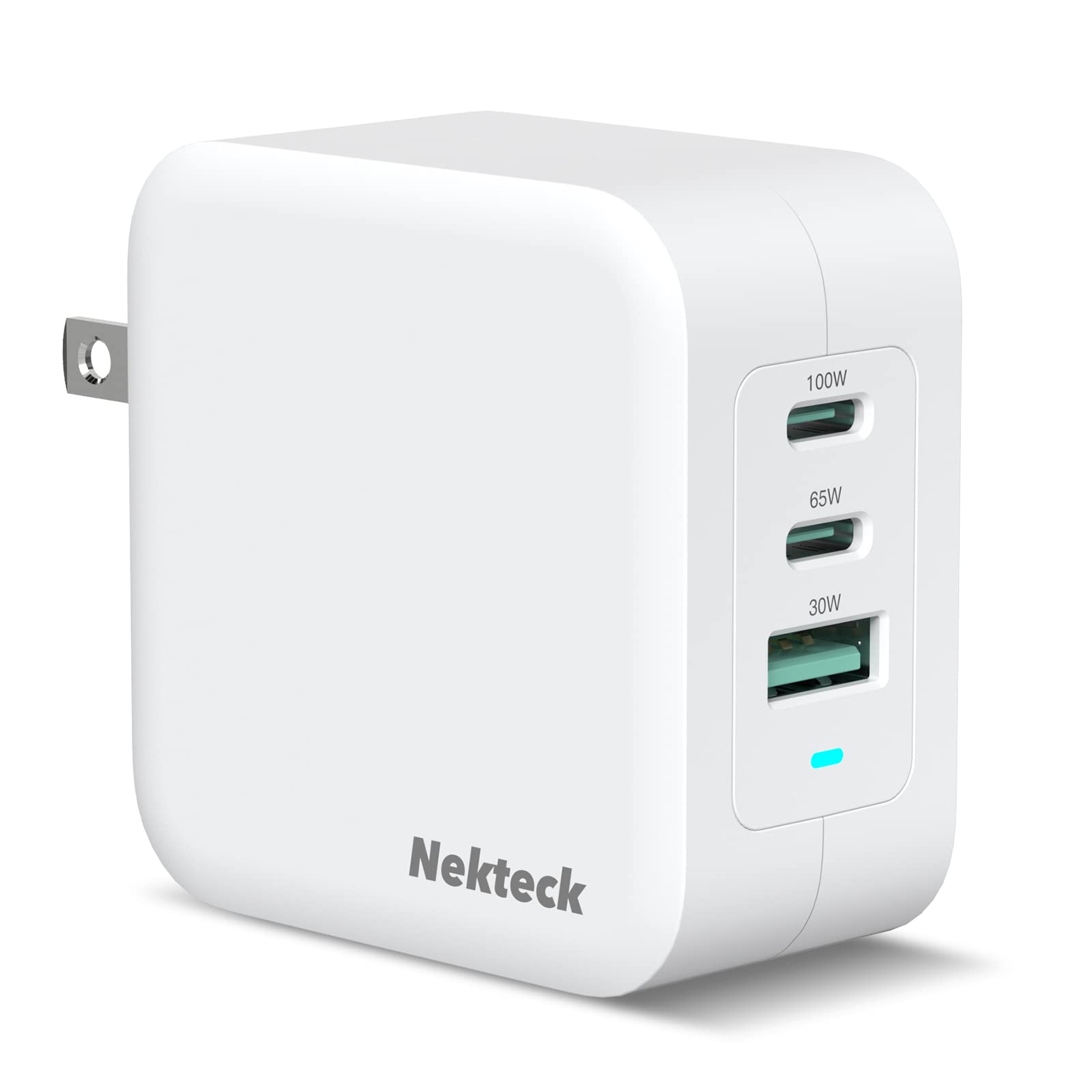 Nekteck 100W GaN USB C Fast Charger with PD 3.0 & QC 3.0 - 3-Port Compact Foldable Wall Charger for iPhone 15/14/13, MacBook Pro/Air, Google PixelBook, Lenovo ThinkPad, Samsung Galaxy S22/S21/S20 - Perfect for Travel, Office & Home Use