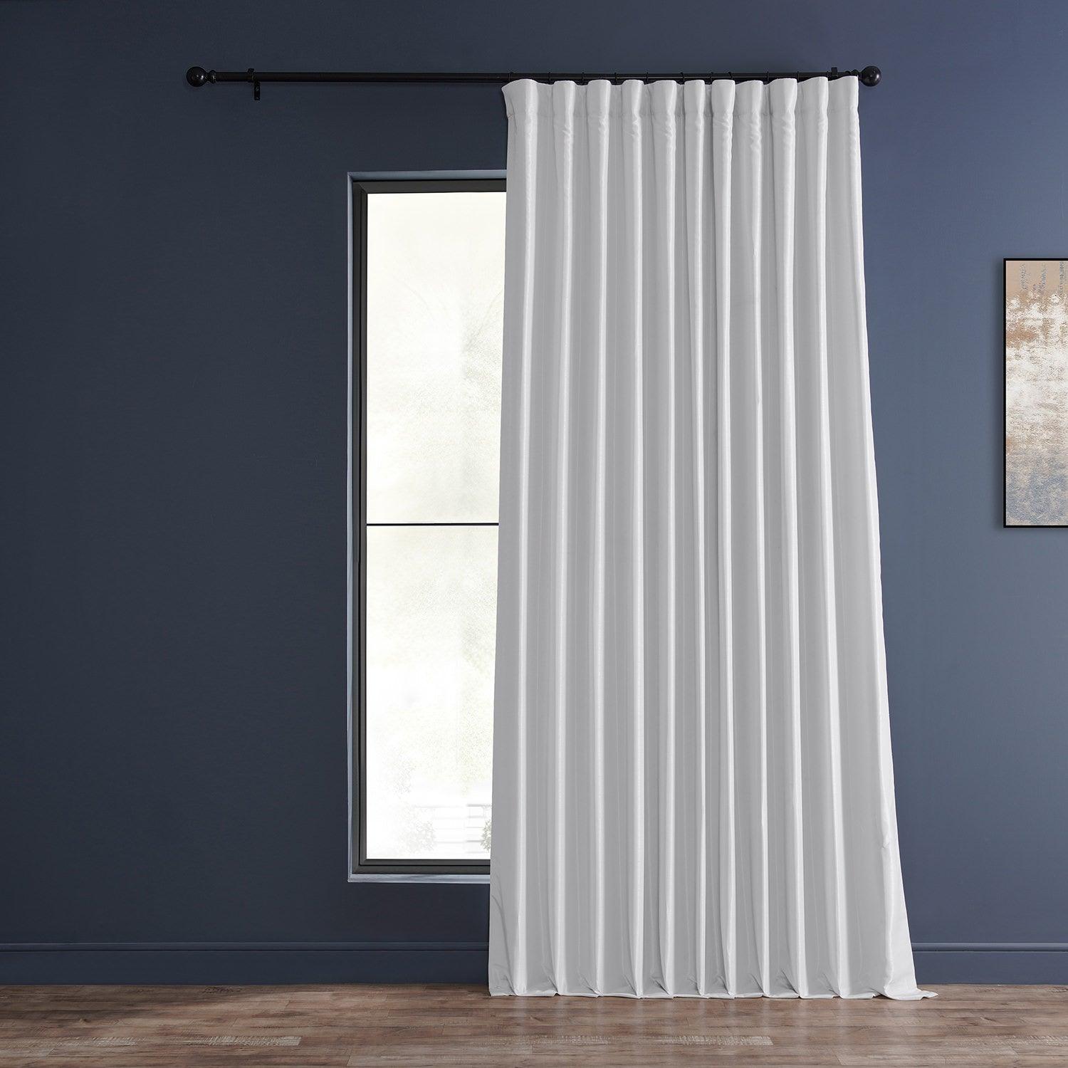 Extra Wide Vintage Textured Faux Dupioni Silk Blackout Curtains for Living Room & Bedroom - Thermal Insulated Noise Reducing Window Drapes