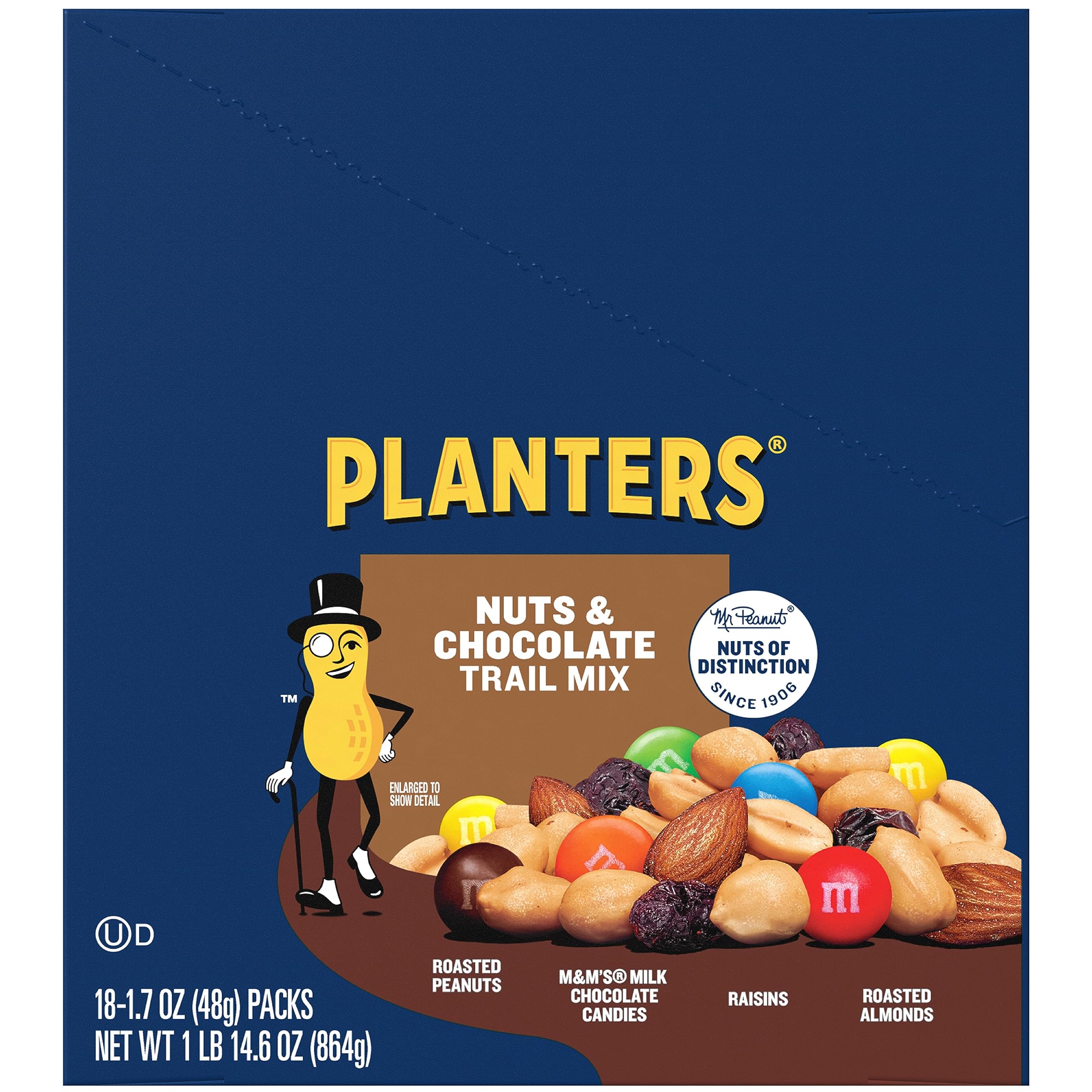 Premium Chocolate Trail Mix with Nuts & Dried Fruits - 1.7 oz Bags (Pack of 18) | Healthy Snack for Hiking, Office & On-the-Go Energy Boost