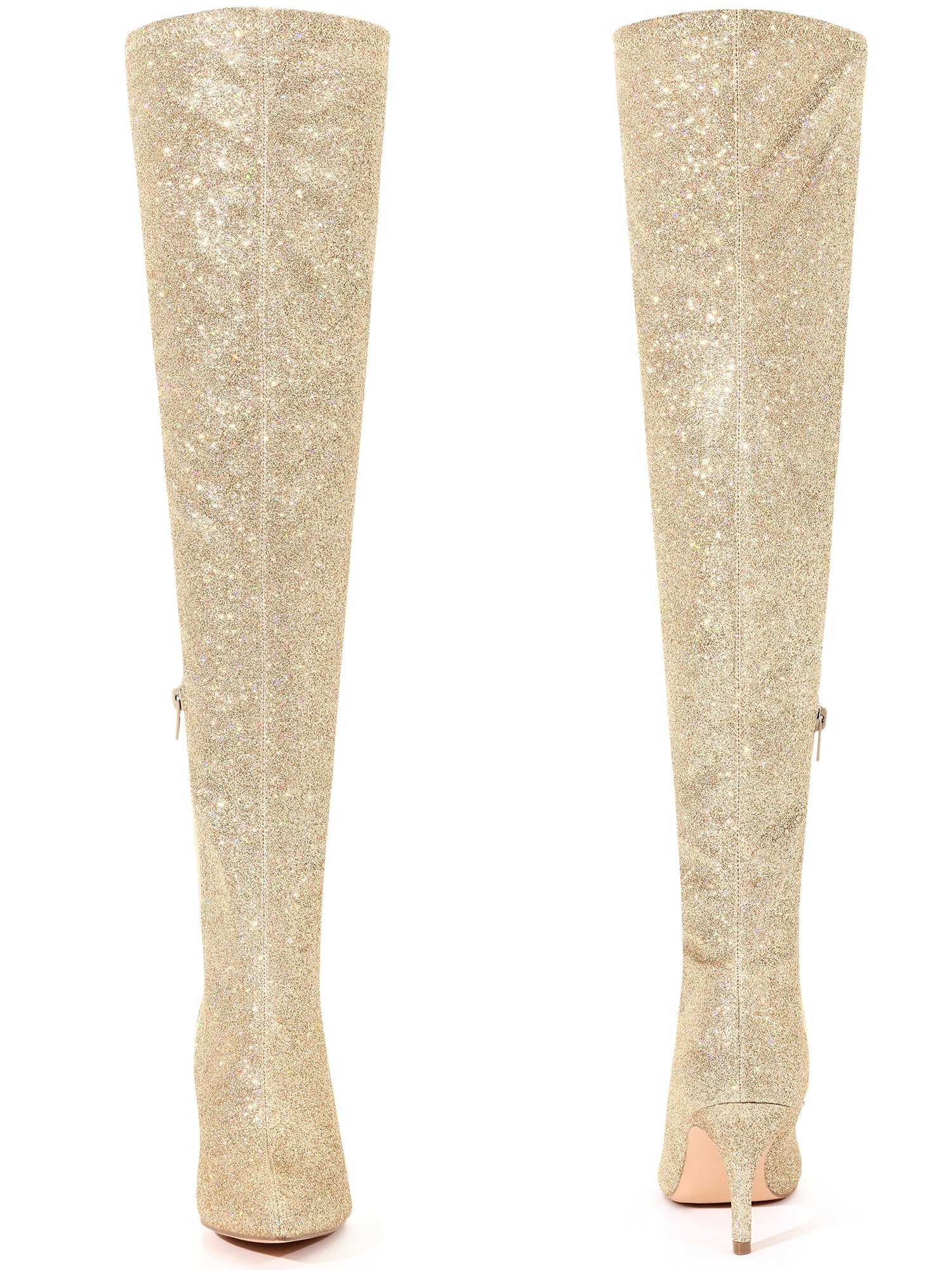 **Perphy Women's Glitter Thigh High Boots - Stiletto Heel Over The Knee Boots for Party, Night Out & Special Occasions**