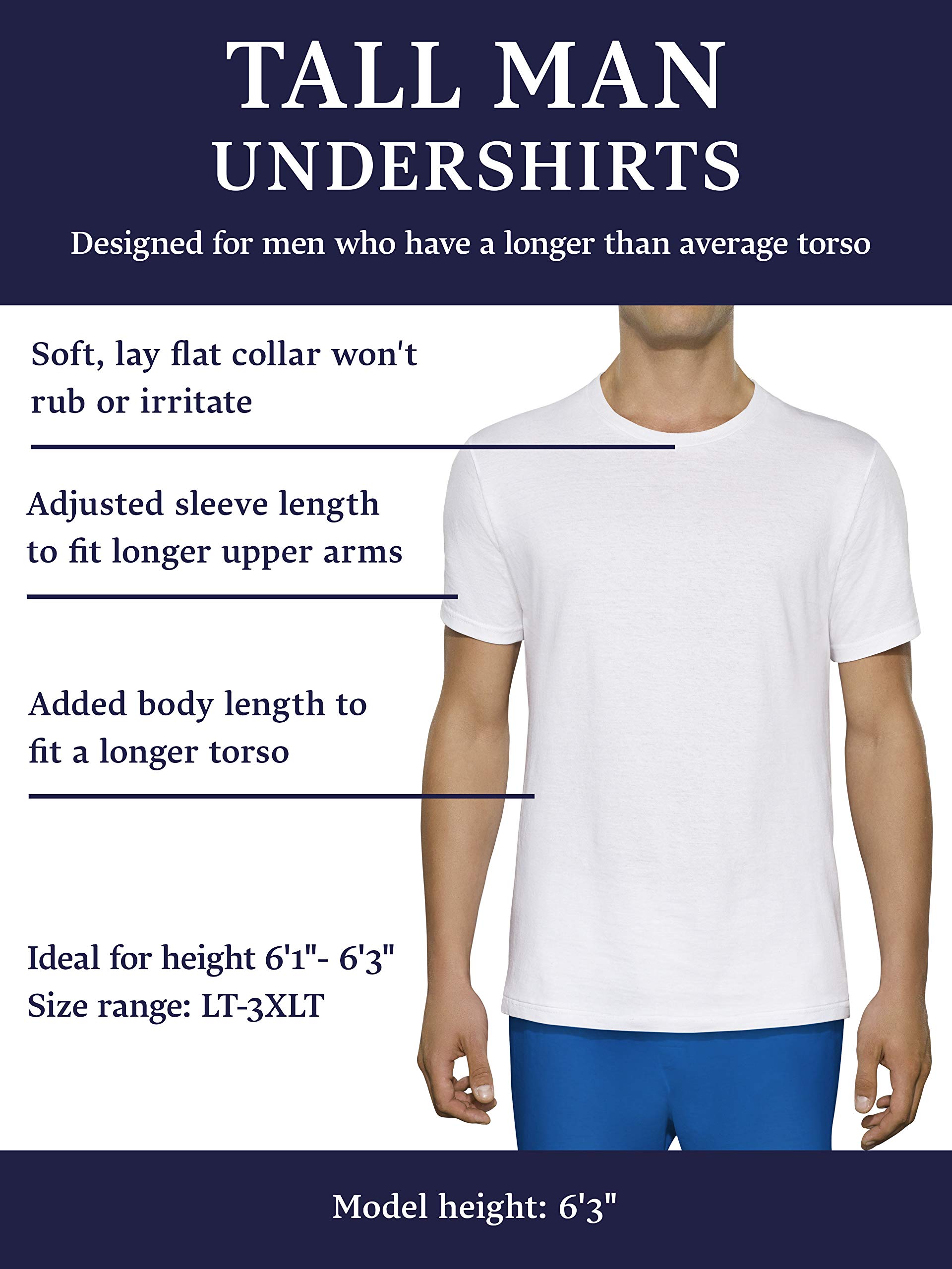 Fruit of the Loom Men's Big and Tall Tag-Free Comfort Soft Cotton Undershirts - Breathable White Crew Neck T-Shirts for Everyday Wear & Layering