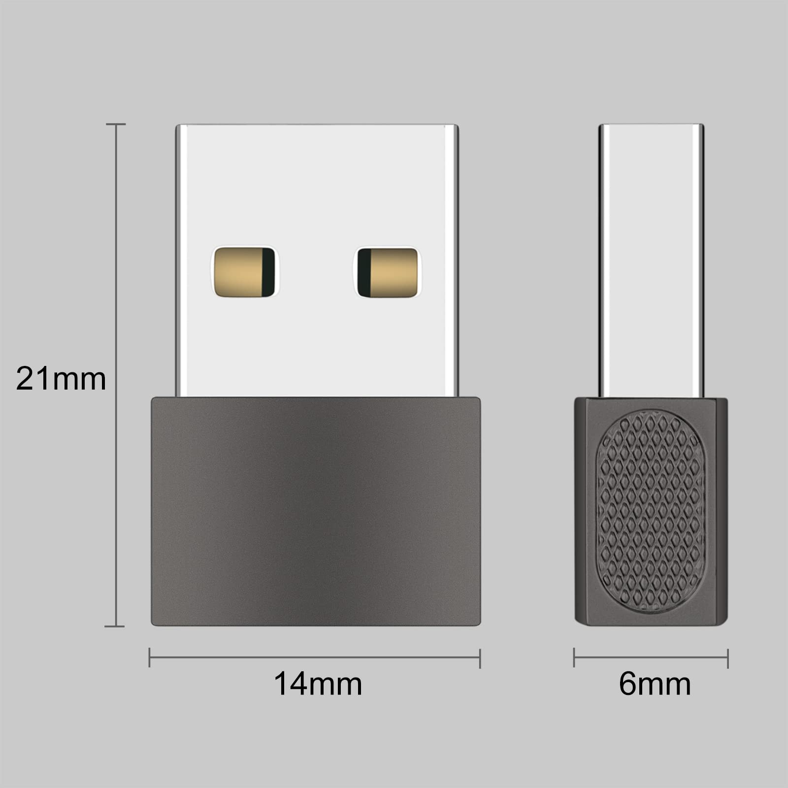 2-Pack USB C to USB Adapter, Zinc Alloy Type C Female to USB A Male Converter - Compatible with iPhone 15/14/13/12 Pro Max/Plus, Apple Watch, AirPods, Galaxy S23/S24, CarPlay - Space Gray - Perfect for Travel, Home & Office Charging