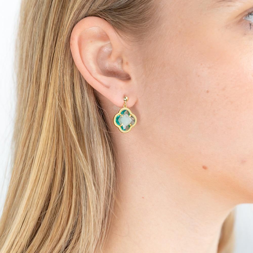 9ct Gold Filled Blue Stud Drop Earrings for Women - Elegant Dangle Earrings for Party, Wedding & Everyday Wear