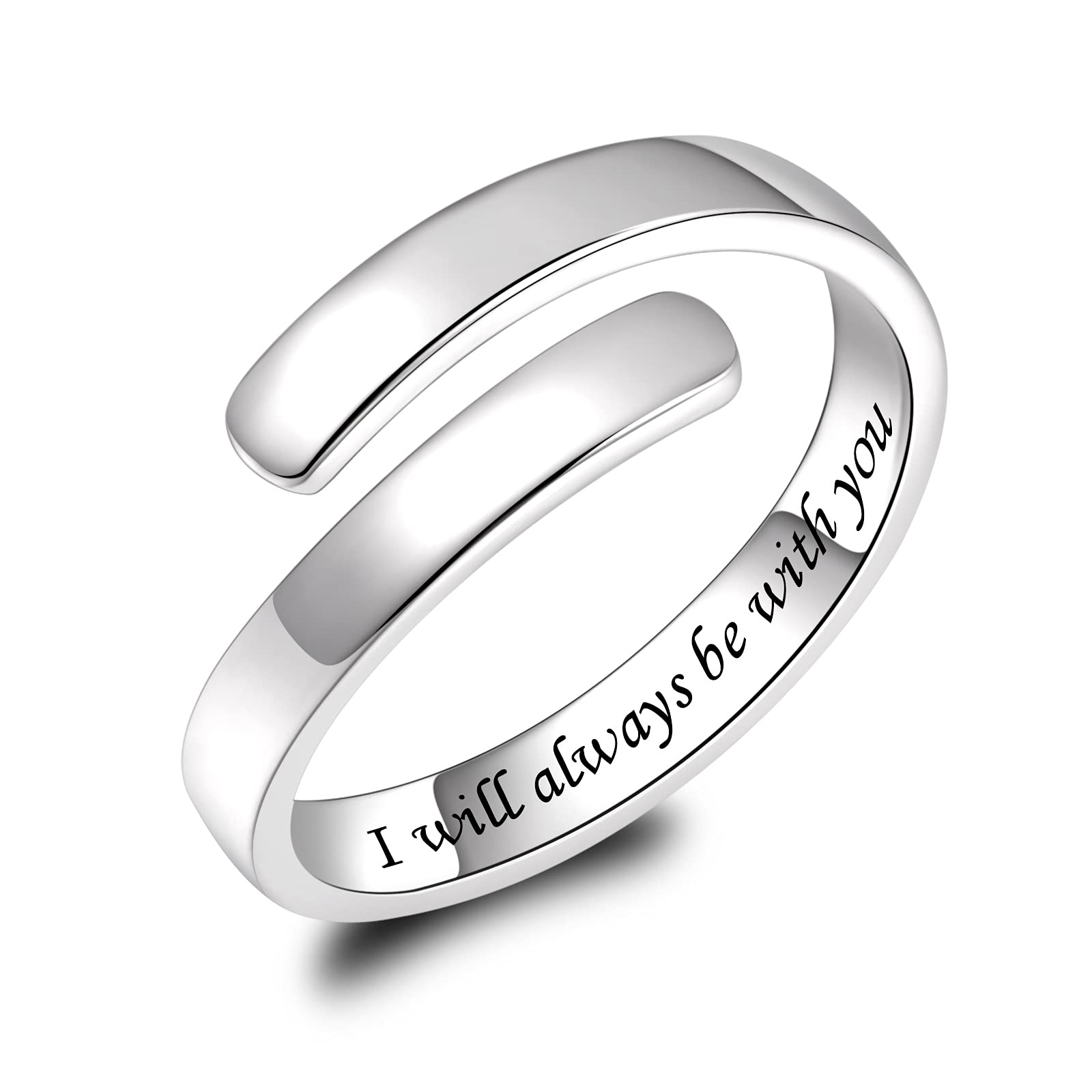 BEILIN 925 Sterling Silver Adjustable Ring for Women & Teens - Inspirational Jewelry, Motivational Gift for Graduation, Birthday & Daily Wear - Encouragement Ring for Her