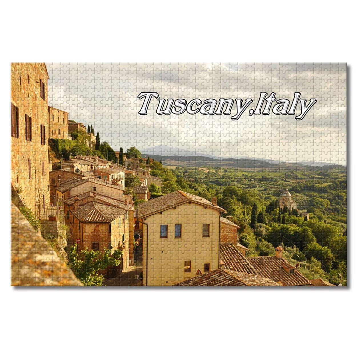 1000 Piece Tuscany Italy Wooden Jigsaw Puzzle for Adults & Kids - Family Educational Game, Unique Souvenir Gift - Perfect for Family Bonding, Classroom Learning & Home Decor