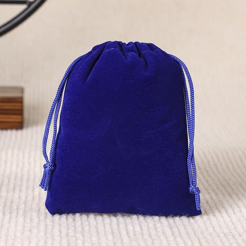 50pcs Velvet Jewelry Pouches Drawstring Bags - 2x3 Inch Small Velvet Bags for Jewelry Storage, Candy, Wedding Favors, Christmas Gifts (Blue) - Perfect for Organizing Rings, Necklaces & Party Favors