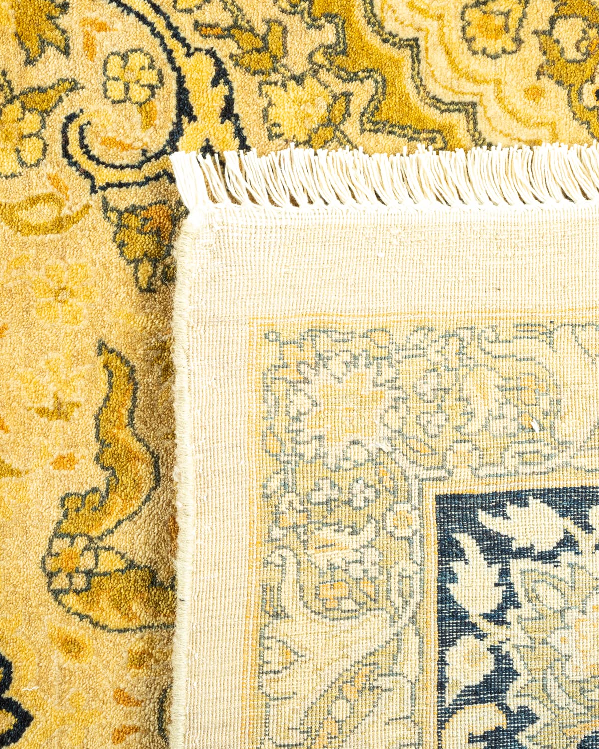 Handmade Wool Oriental Mogul Ivory 6x9 Area Rug - Traditional Hand-Knotted One-of-a-Kind Solo Rugs for Living Room, Bedroom & Dining Room Decor