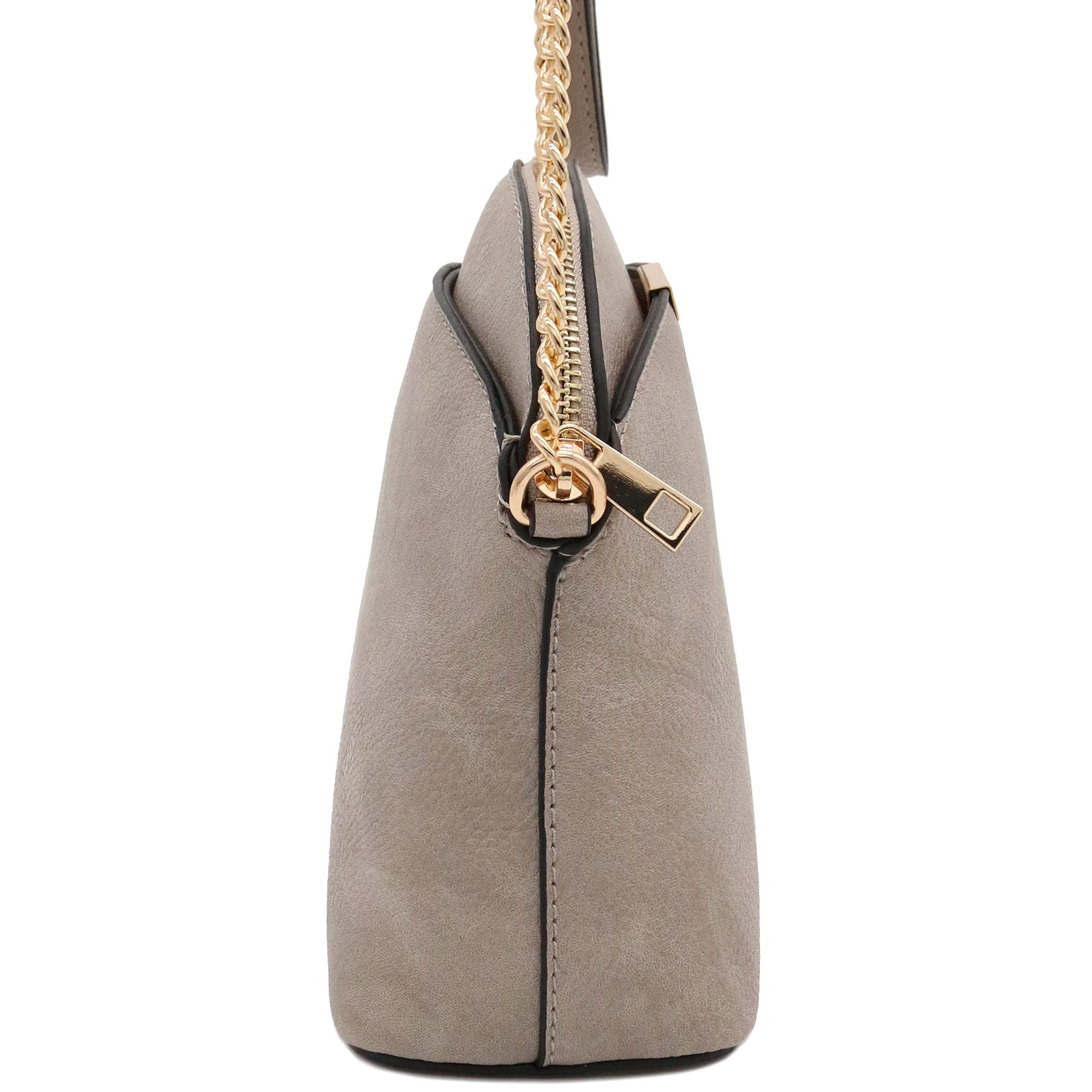 FashionPuzzle Faux Leather Small Dome Crossbody Bag with Adjustable Chain Strap - Perfect for Women's Daily Use, Shopping, Travel & Parties