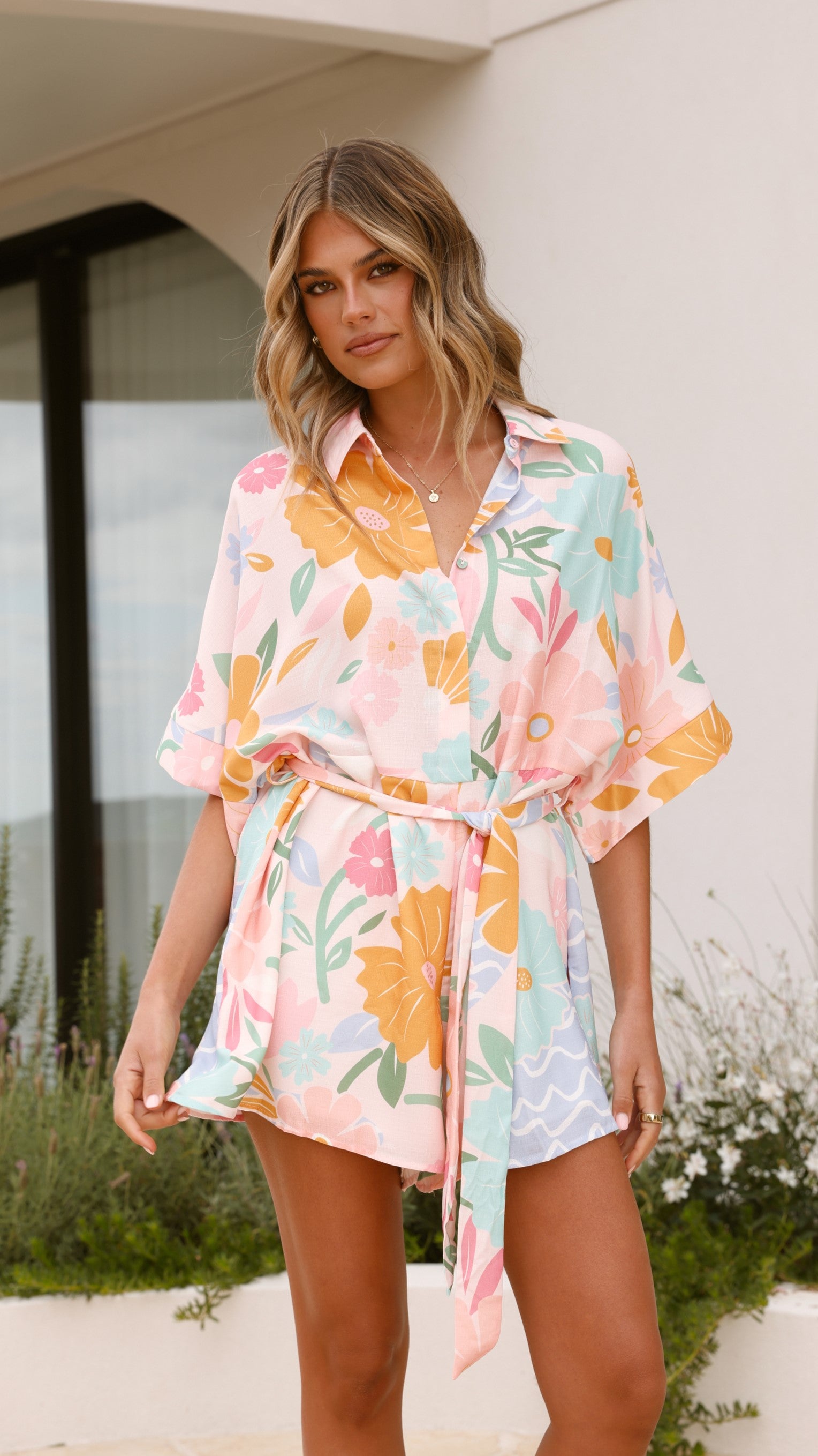 Carmen Playsuit - Blush Petal Floral Romper Jumpsuit for Women | Summer Outfits, Beach Vacation, Date Night Outfits