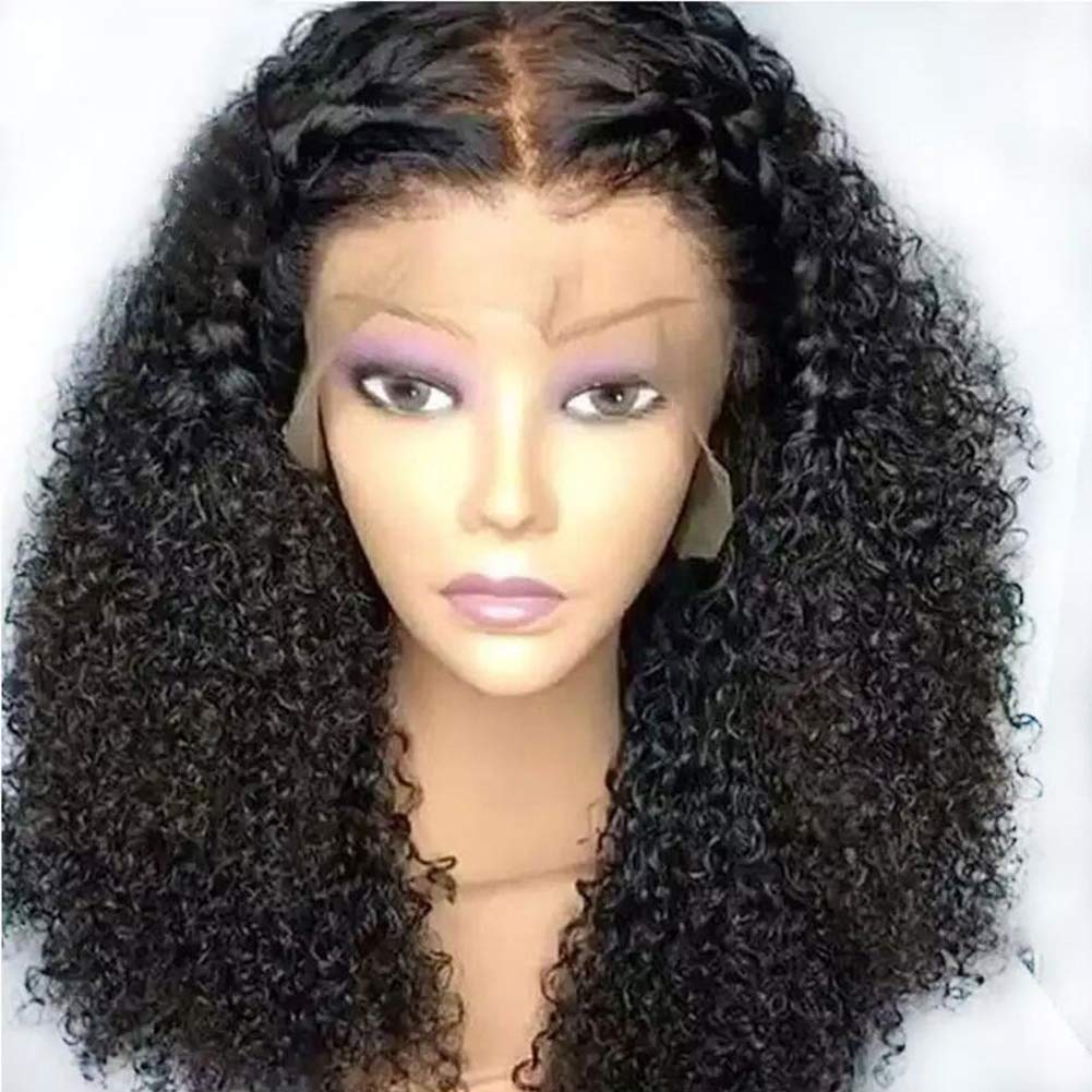 Short Afro Kinky Curly Full Lace Wigs Human Hair with Baby Hair for Black Women 4B 4C Deep Curly Glueless Lace Wig Brazilian Remy Hair - Perfect for Daily Wear, Cosplay & Special Occasions