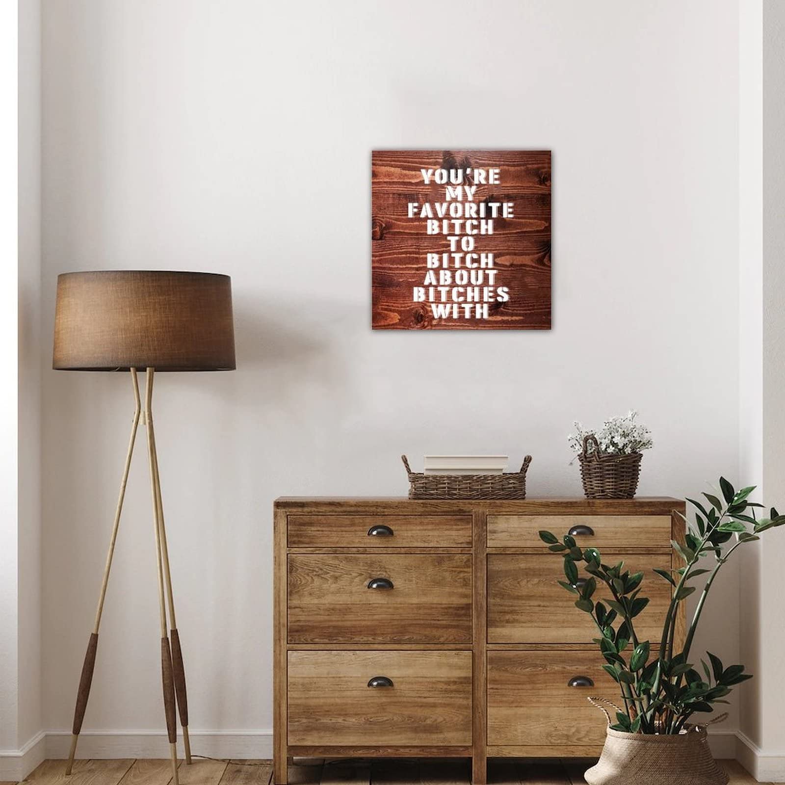 Rustic Wooden Pallet Sign - 'You're My Favorite Bitch To Bitch About Bitches With' - Farmhouse Wall Decor - Welcome Plaque for Home, Lake House & Cabin - Perfect for Living Room, Porch or Entryway
