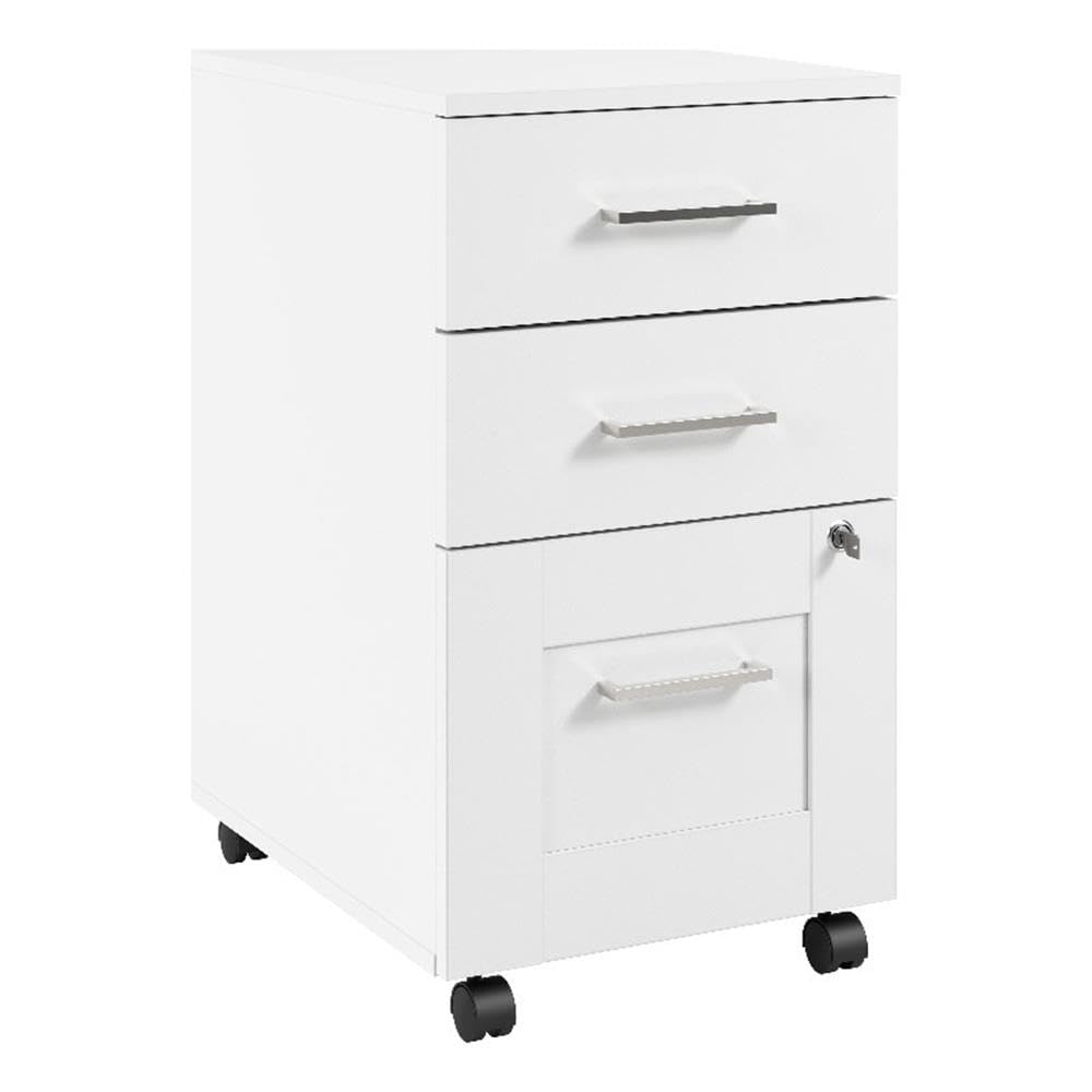 Bush Business Furniture Hampton Heights 3-Drawer Mobile File Cabinet - White Office Storage Organizer for Home & Workspace | Perfect for Document Filing, Office Supplies & Home Organization