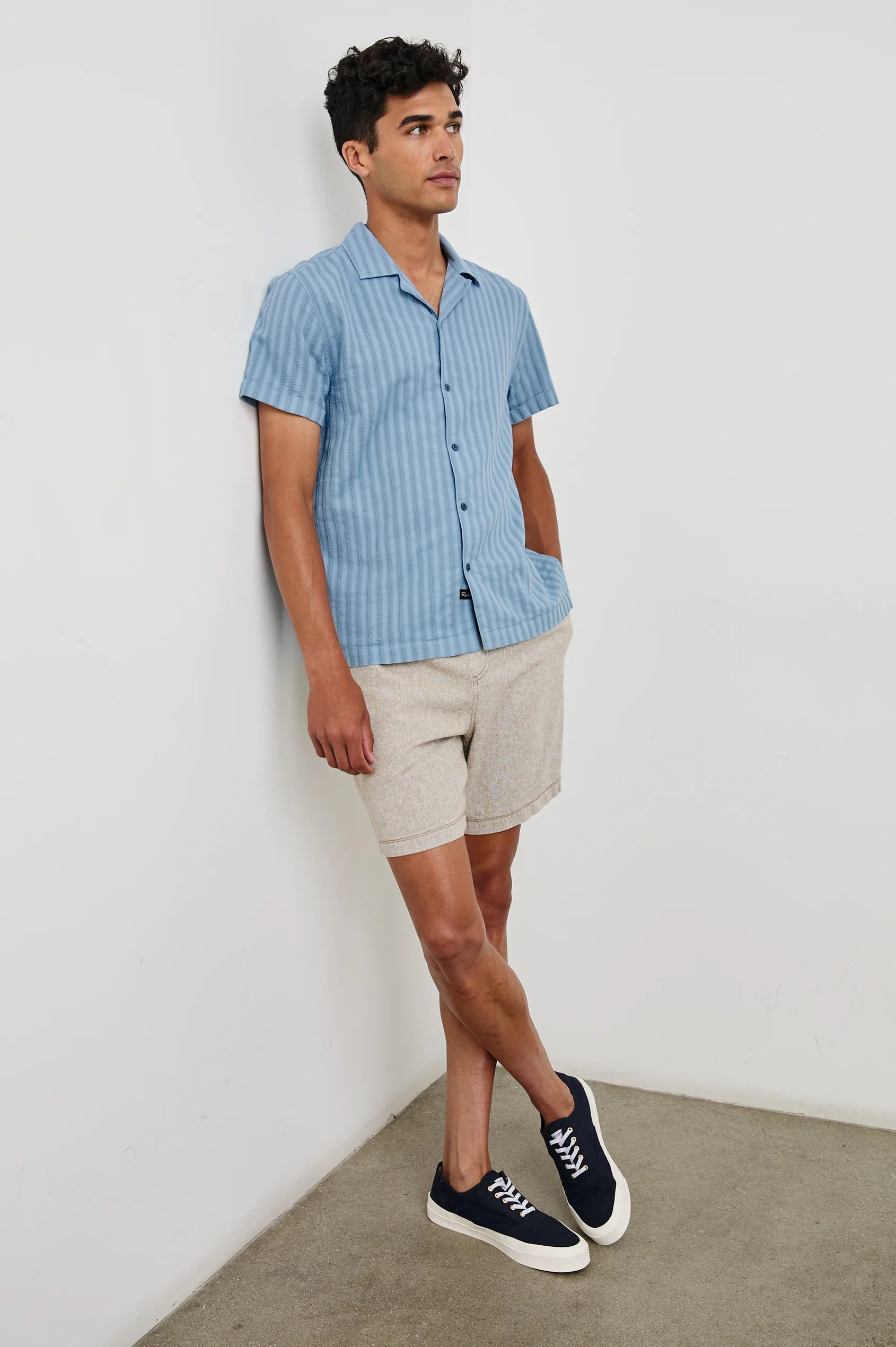 Sinclair Faded Tonal Stripe Short Sleeve Shirt for Men - Casual Summer Button Down Top for Beach, Office & Outdoor Activities
