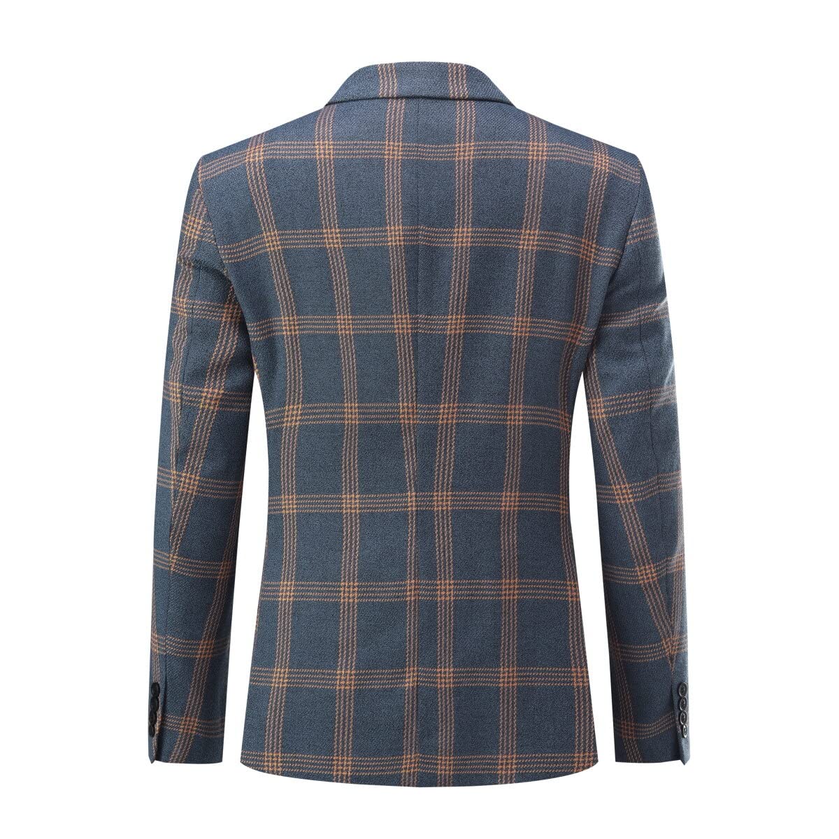 YFFUSHI Men's Slim Fit Plaid Tweed 3-Piece Suit | Formal Dinner Suit & Tuxedo for Weddings, Prom, Business Events & Special Occasions