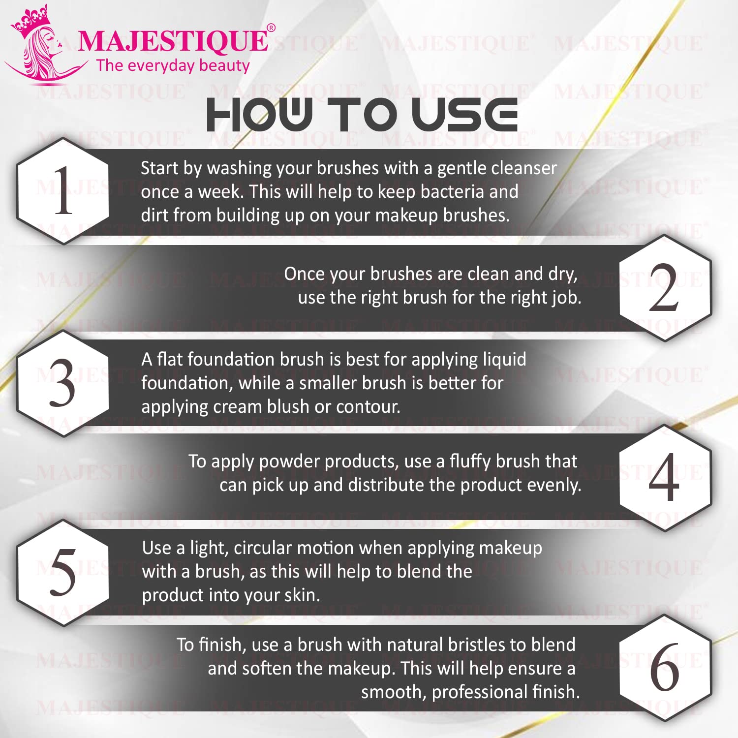 Majestique Professional 4-Piece Synthetic Makeup Brush Set - Eyeshadow, Blush, Face & Travel Cosmetic Brushes for Women & Girls | Perfect for Everyday Makeup, Travel & Professional Use