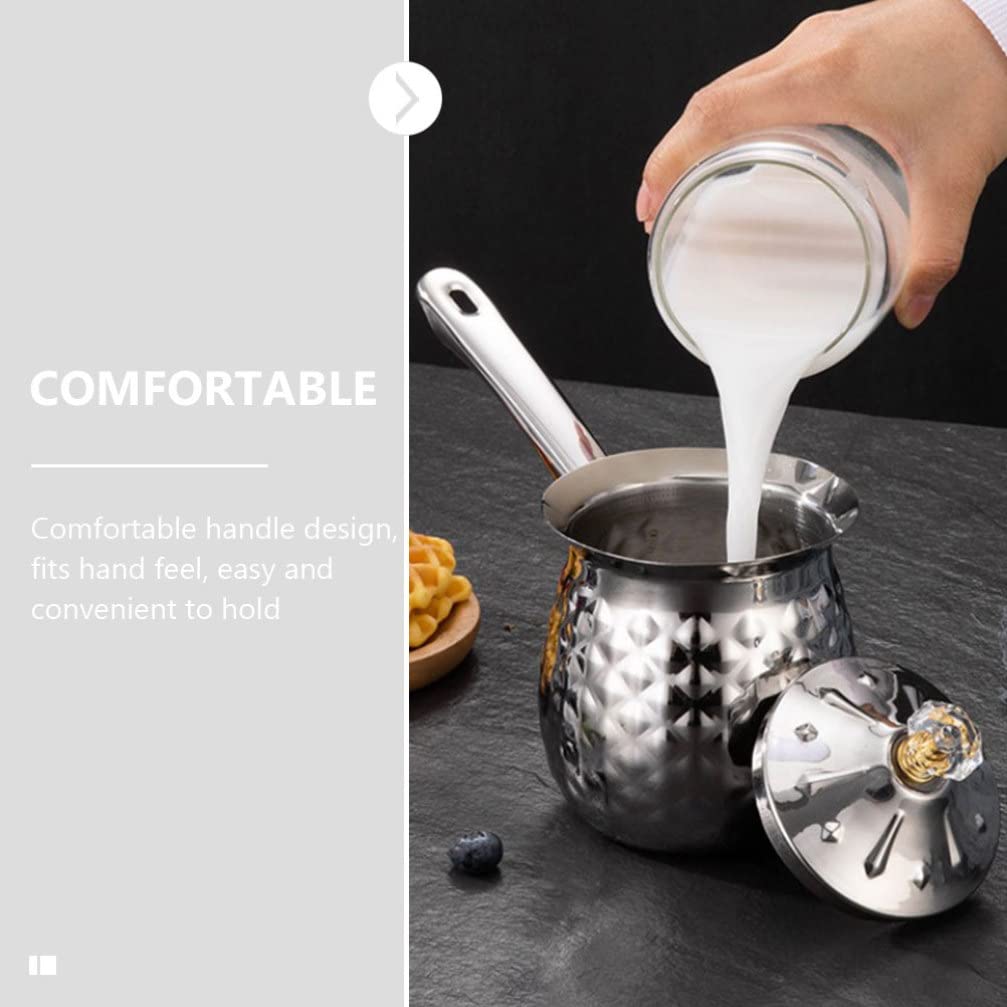Operitacx 200ML Stainless Steel Milk Warmer Pot - Turkish Coffee Maker, Mini Butter & Chocolate Melting Pan for Home Kitchen | Perfect for Coffee Brewing, Hot Chocolate Making, and Dessert Preparation