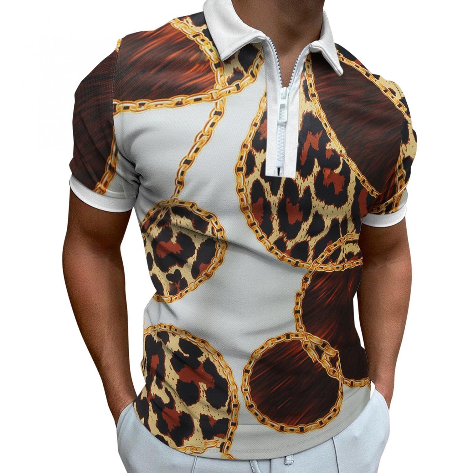 Men's Short Sleeve Polo Shirts - Casual Dressy Zipper Collar T-Shirts for Spring & Summer | Perfect for Office, Dating & Outdoor Activities