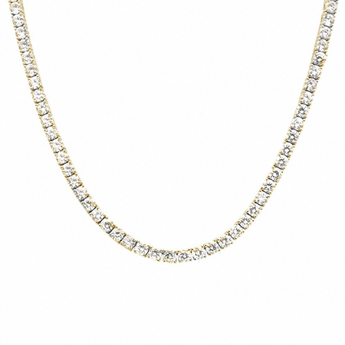 6mm Round Simulated Cubic Zirconia Tennis Necklace - Solid 925 Sterling Silver (Choose Color) | Elegant Jewelry for Weddings, Parties & Special Occasions