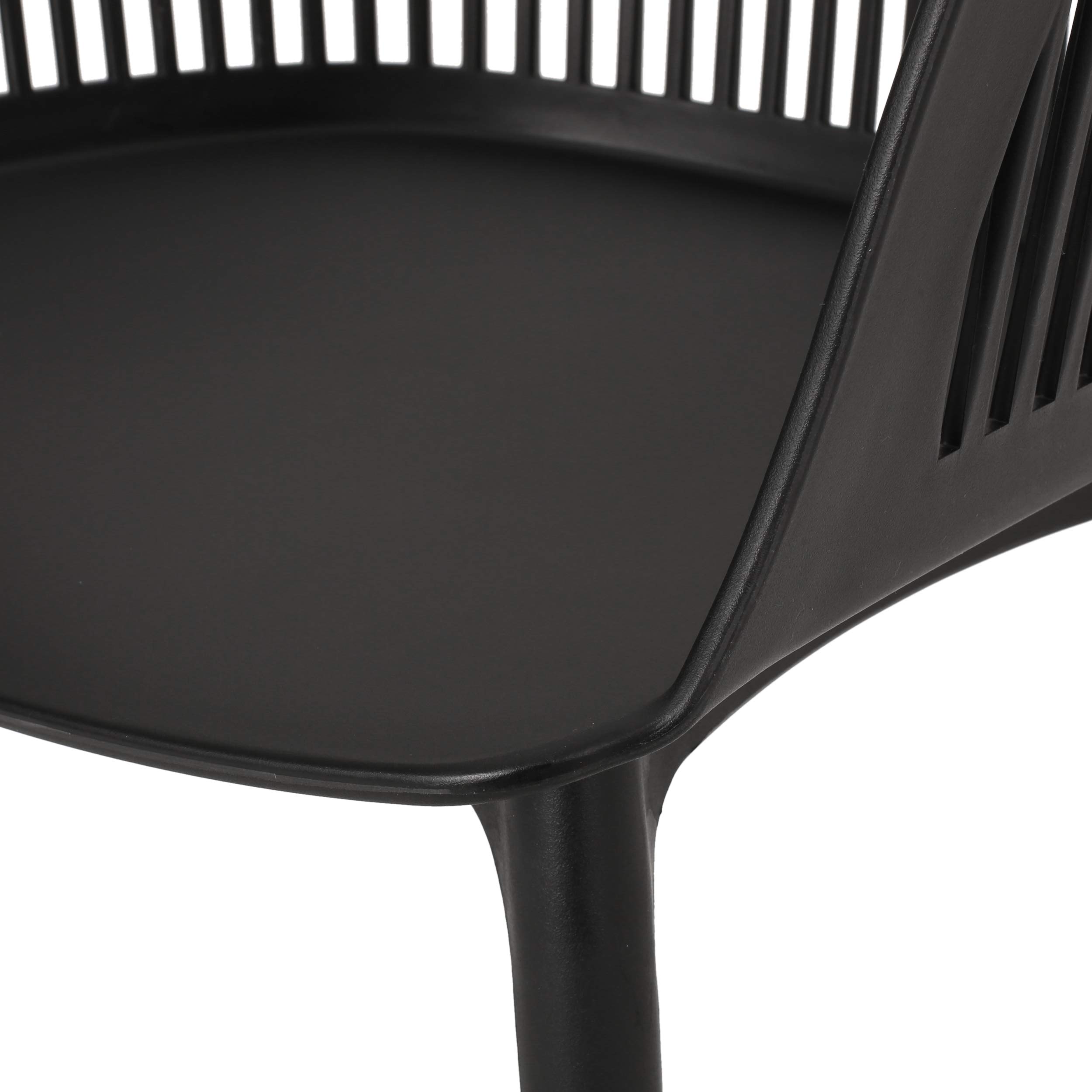 Christopher Knight Home Ladonna 4-Piece Black Outdoor Dining Chair Set - Patio, Garden, Poolside & Backyard Furniture for Dining & Relaxing