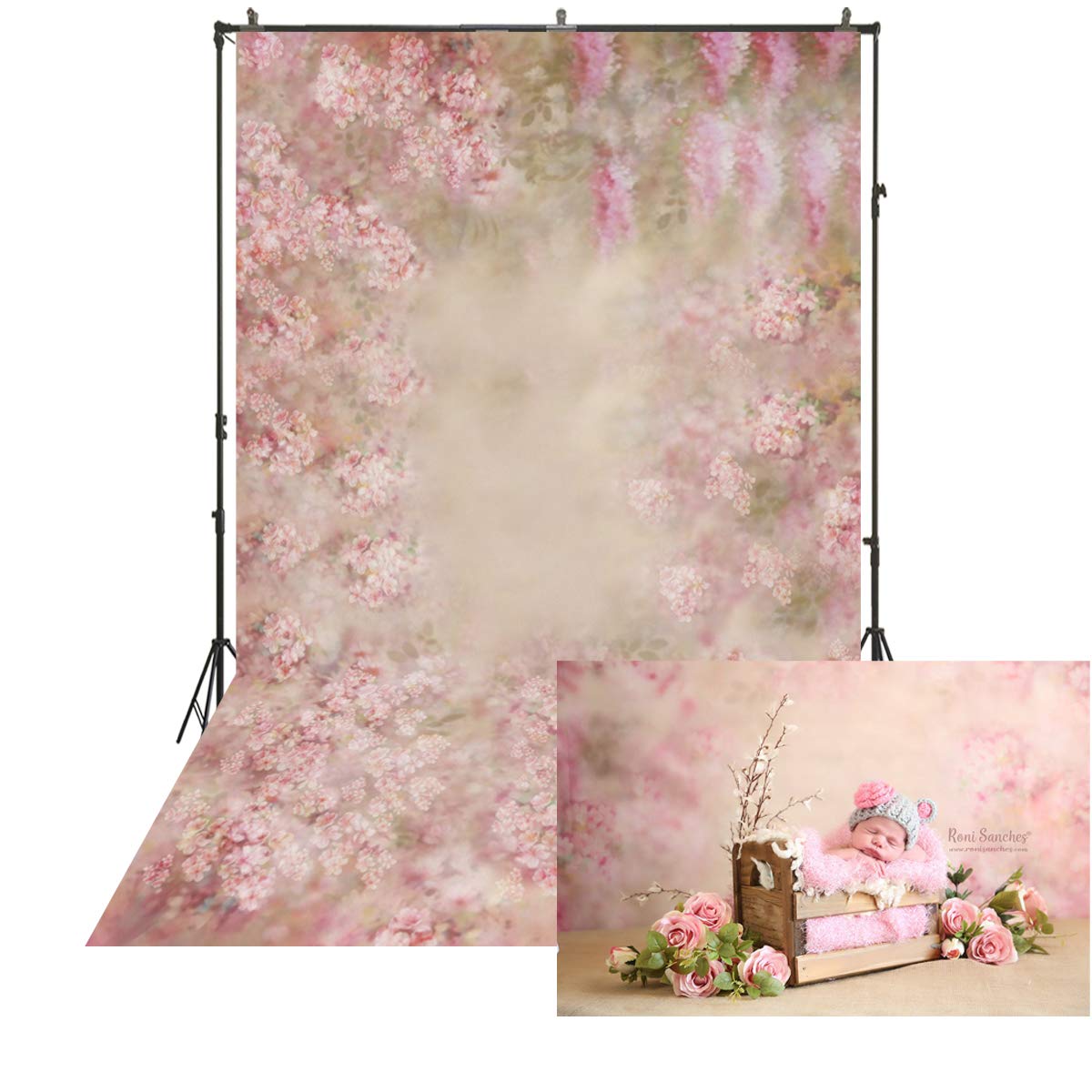 5x6.5ft Pink Floral Fantasy Photography Backdrop - Seamless Flower Background for Baby Showers, Maternity & Newborn Photo Shoots | Perfect for Studio, Party Decor & Social Media Content Creation
