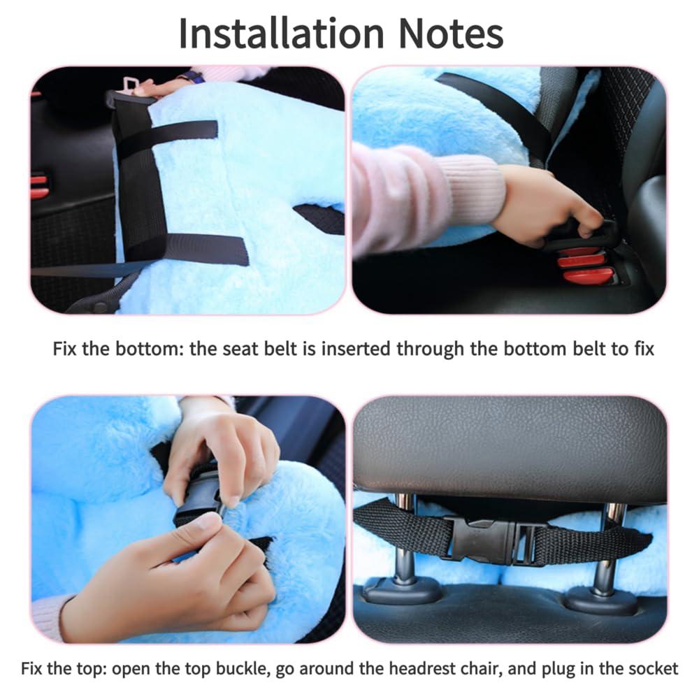 Blue Travel Pillow for Kids & Adults - Comfortable Neck Support Cushion for Car Back Seat, Airplane & Long Distance Travel - Perfect Sleeping Aid for Road Trips & Flights
