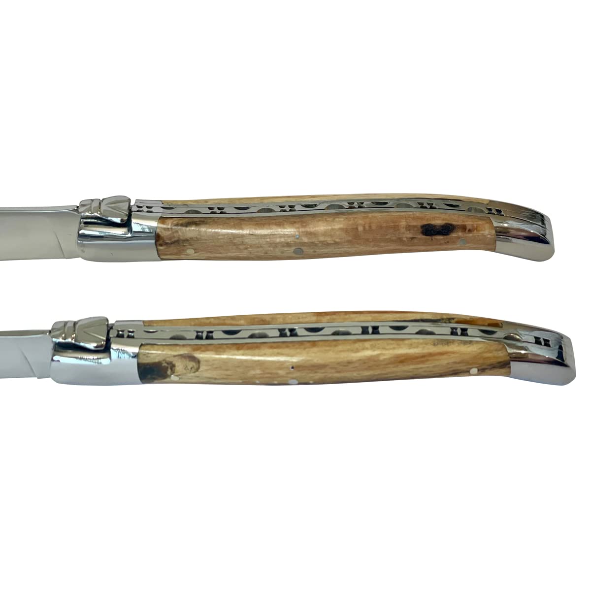Premium Laguiole en Aubrac Forged Stainless Steel Steak Knives Set - 2-Piece Full Tang Design with Elegant Aubrac Wood Handle & Shiny Bolsters - Perfect for Fine Dining, Steakhouse Experience & Gourmet Gift Giving