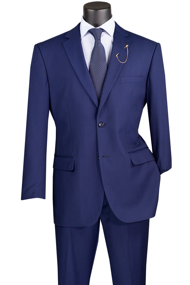 Twilight Blue Regular Fit 2-Piece Suit with Flat Front Pants & 2-Inch Adjustable Waistband | Professional Office Attire & Formal Occasions