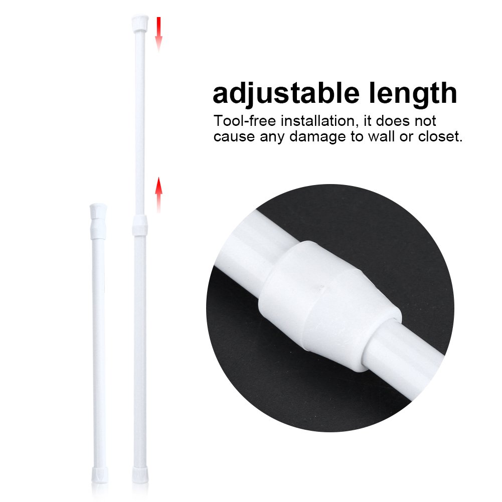 Adjustable Spring Loaded Tension Shower Curtain Rod - Rustproof Sturdy Extendable Closet Window Rail Pole for Bathroom, Kitchen, Dorm & RV Use