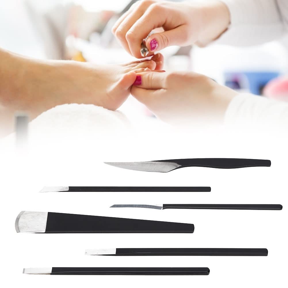 Professional Stainless Steel Pedicure Knife Kit - Non-Slip Handle, Exfoliating & Nail Cleaning Tool for Cuticles & Polish (6-Piece Set with Storage Box) - Perfect for Home Pedicures, Salon Treatments & DIY Nail Care