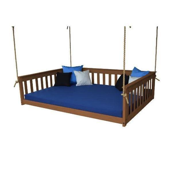A&L Furniture Mission Style Hanging Daybed with Natural Rope - Perfect for Porch, Patio, Garden, and Backyard Relaxation