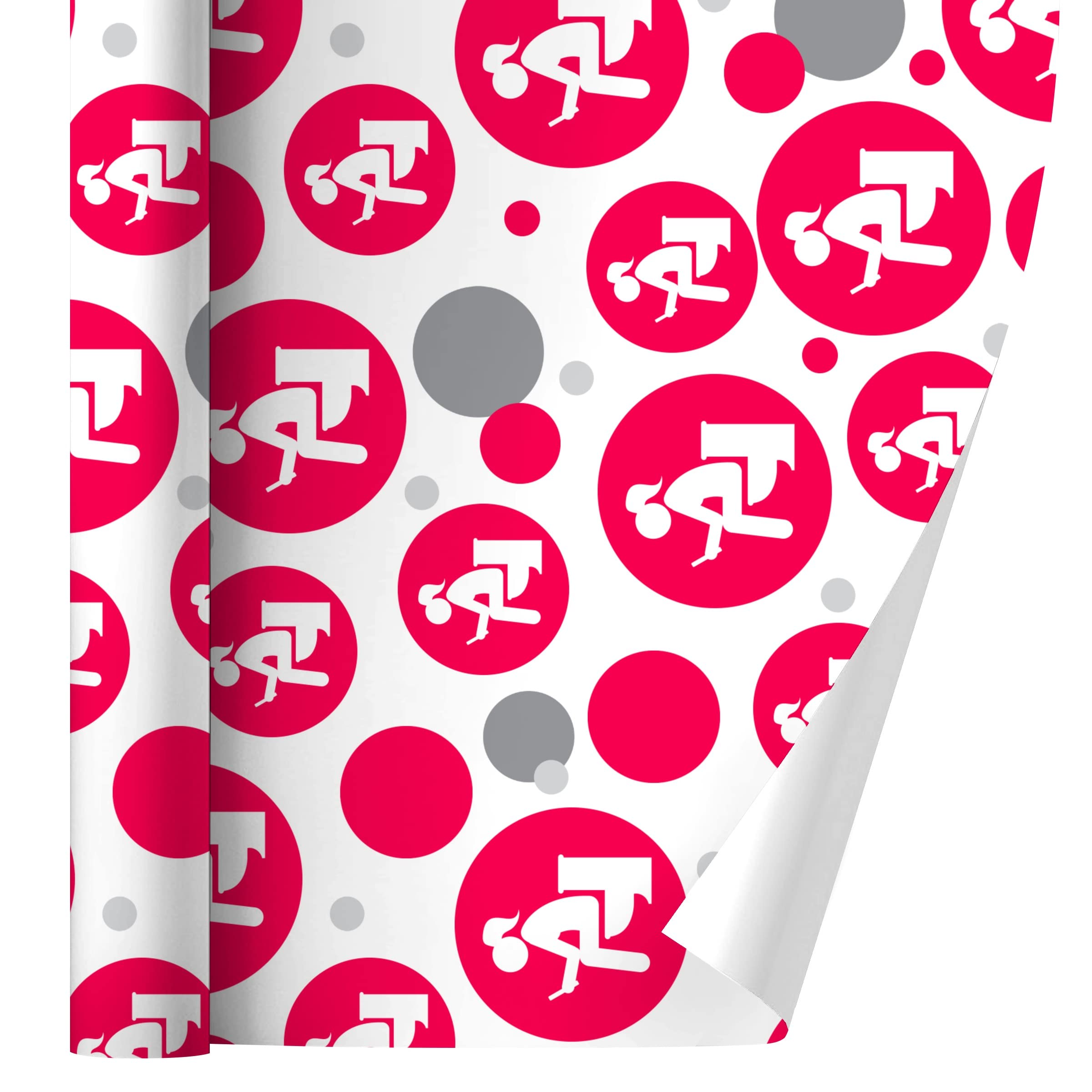 Funny Toilet Humor Wrapping Paper Roll - Girl Pooping Sitting on Toilet Design - Perfect for Gag Gifts, Birthday Pranks & Bathroom Decor
