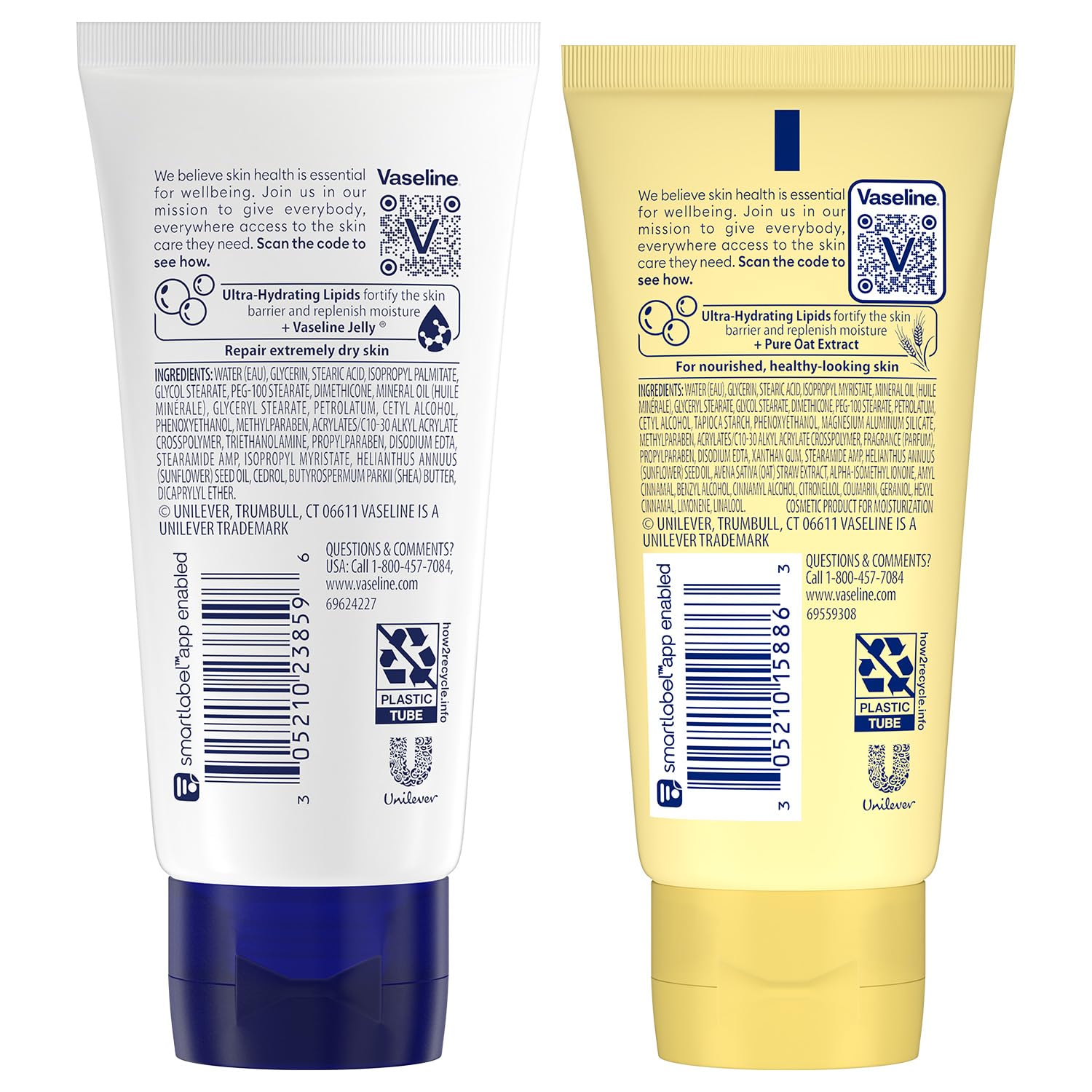 Vaseline Intensive Care Lotion Bundle - Advanced Repair Unscented & Nourishing Moisture Hand & Body Lotion for Extremely Dry Skin, 2 Oz Each (2-Piece Set) | Hydrating Skincare for Winter, Daily Moisturizer for Cracked Hands & Rough Elbows