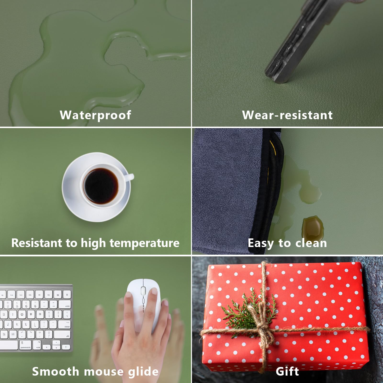 Premium Green PU Leather Desk Mat - 31.5