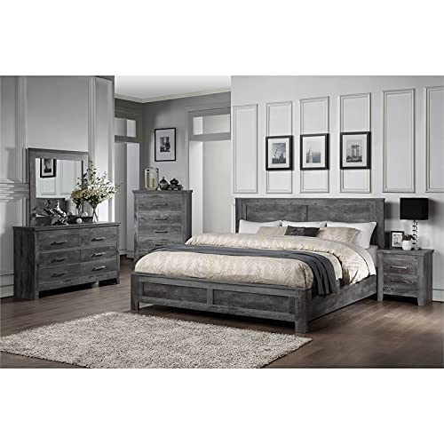 Rustic Gray Oak Acme Vidalia Wall Mirror - Farmhouse Bathroom & Bedroom Decor