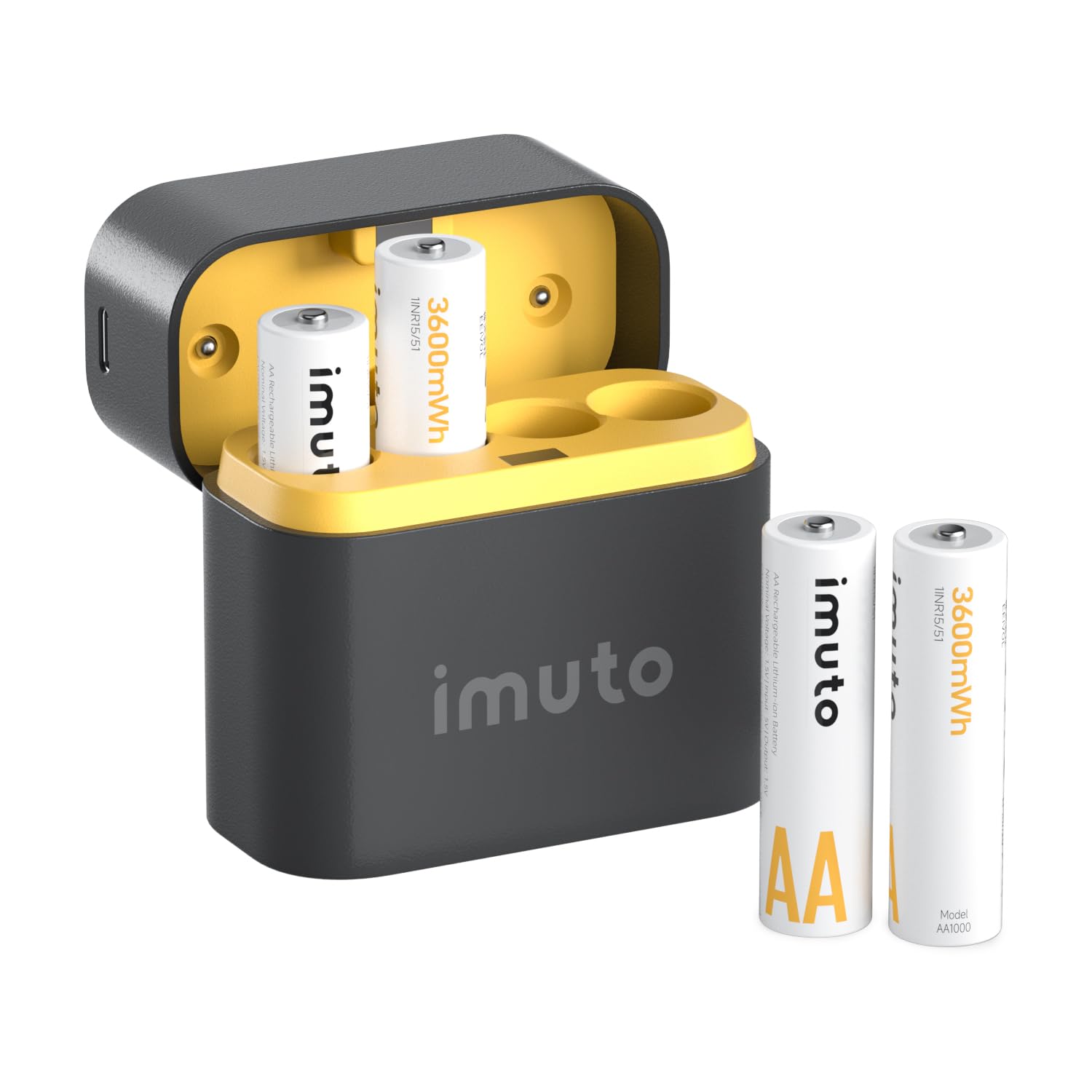 4 Pack Rechargeable Lithium AA Batteries with USB Charger - 3600mWh High Capacity 1.5V Double A Li-ion Batteries - 1600 Charge Cycles - Perfect for Cameras, Game Controllers & Smart Home Devices
