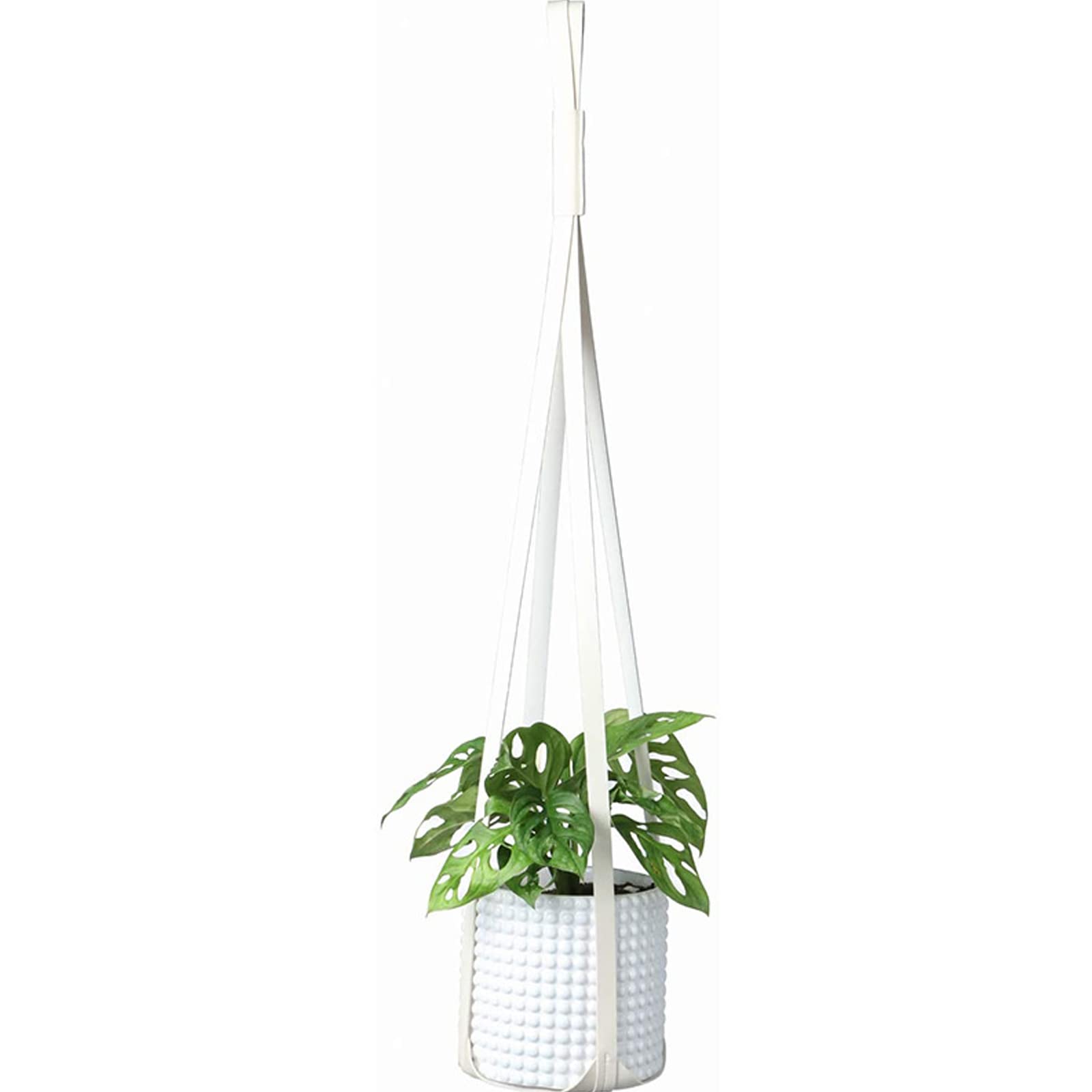 YXGLL 30 Inch White Leather Plant Hanger - Macrame Hanging Planter Basket for Indoor Plants, Cactus & Succulents - Boho Home Decor for Living Room, Bedroom & Balcony
