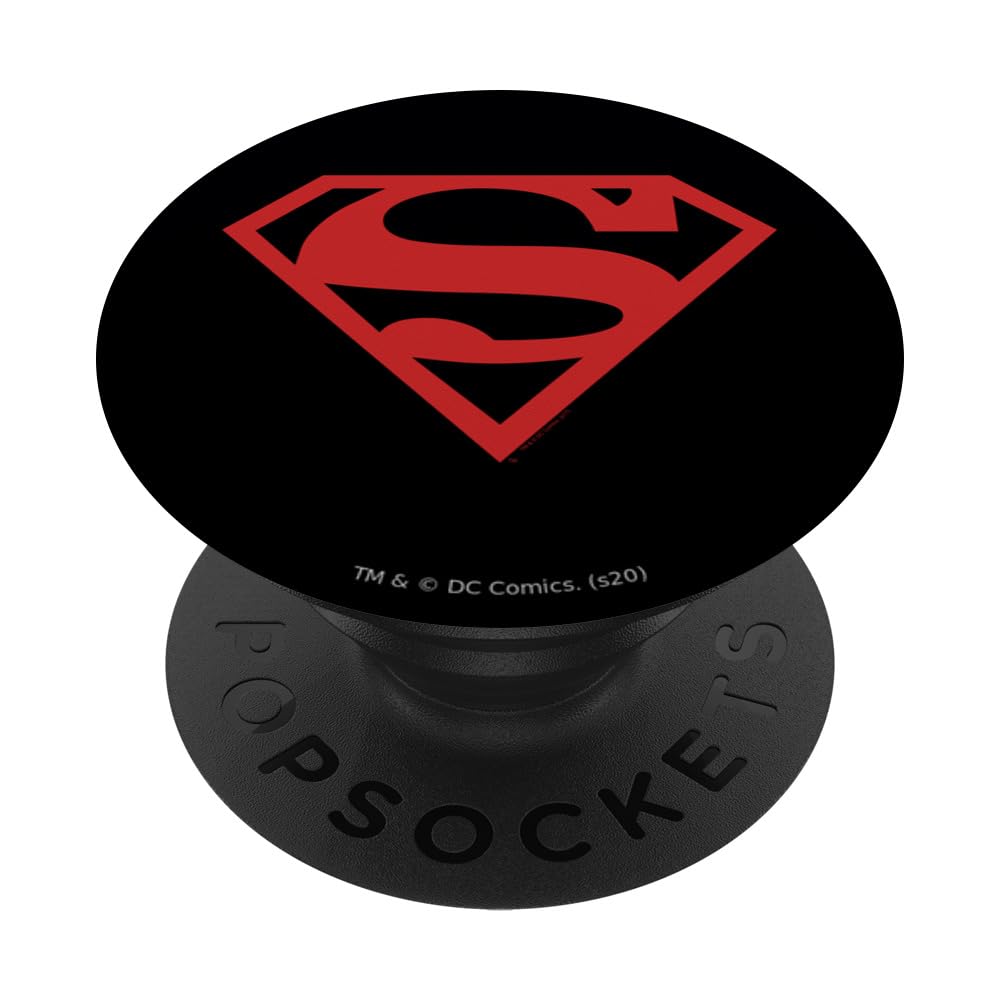 Superman Red on Black Shield PopSockets - Swappable Adhesive PopGrip for Phones & Tablets - Perfect for Gaming, Work & Daily Use