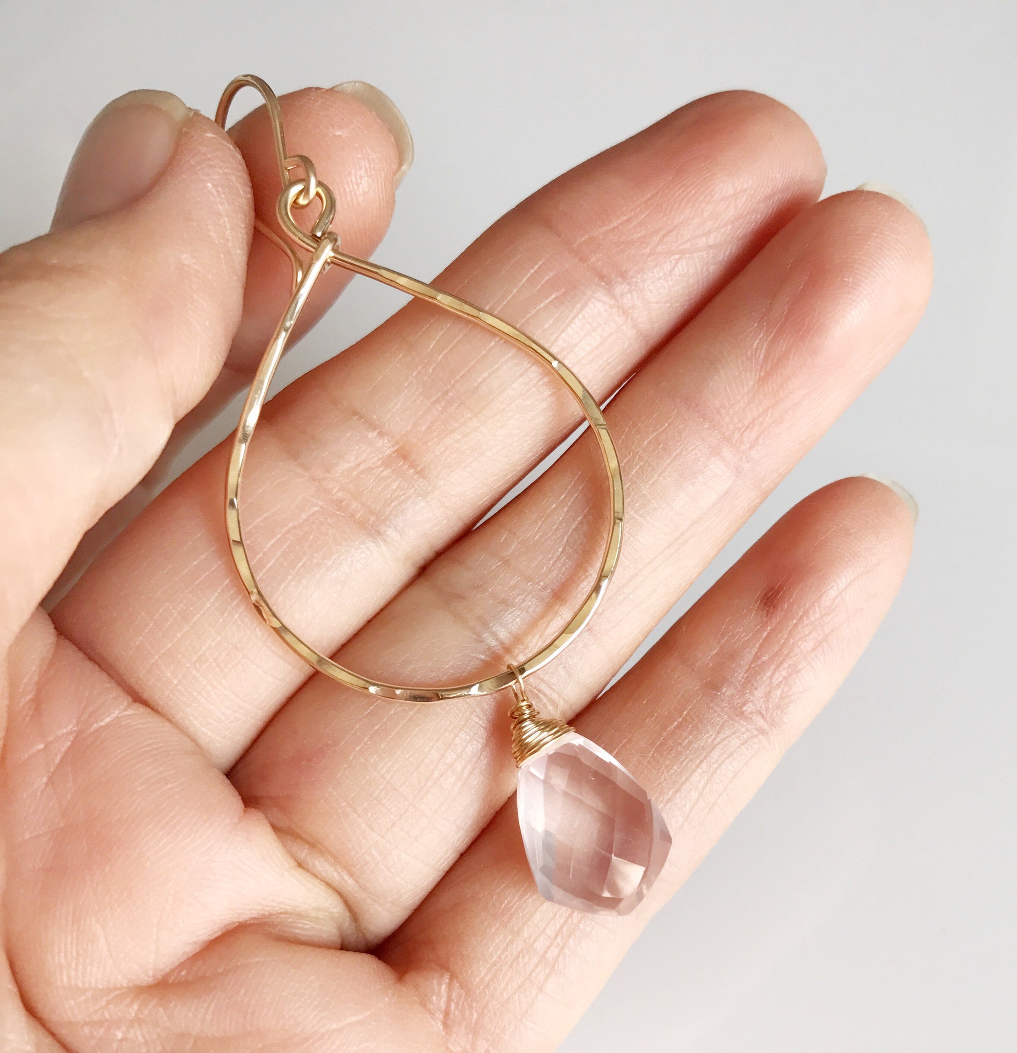 Rose Quartz Earrings Nerida (E373) - Elegant Dangle Earrings for Women, Perfect for Weddings, Parties & Everyday Wear