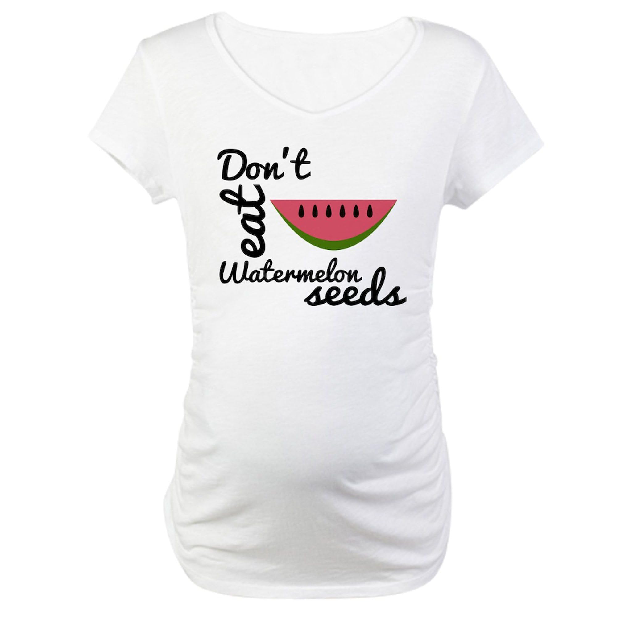 Funny Maternity T-Shirt for Women - 'Don't Eat Watermelon Seeds' Pregnancy Humor Tee | Cute Ruched Side Design | Perfect for Baby Showers & Pregnancy Announcements