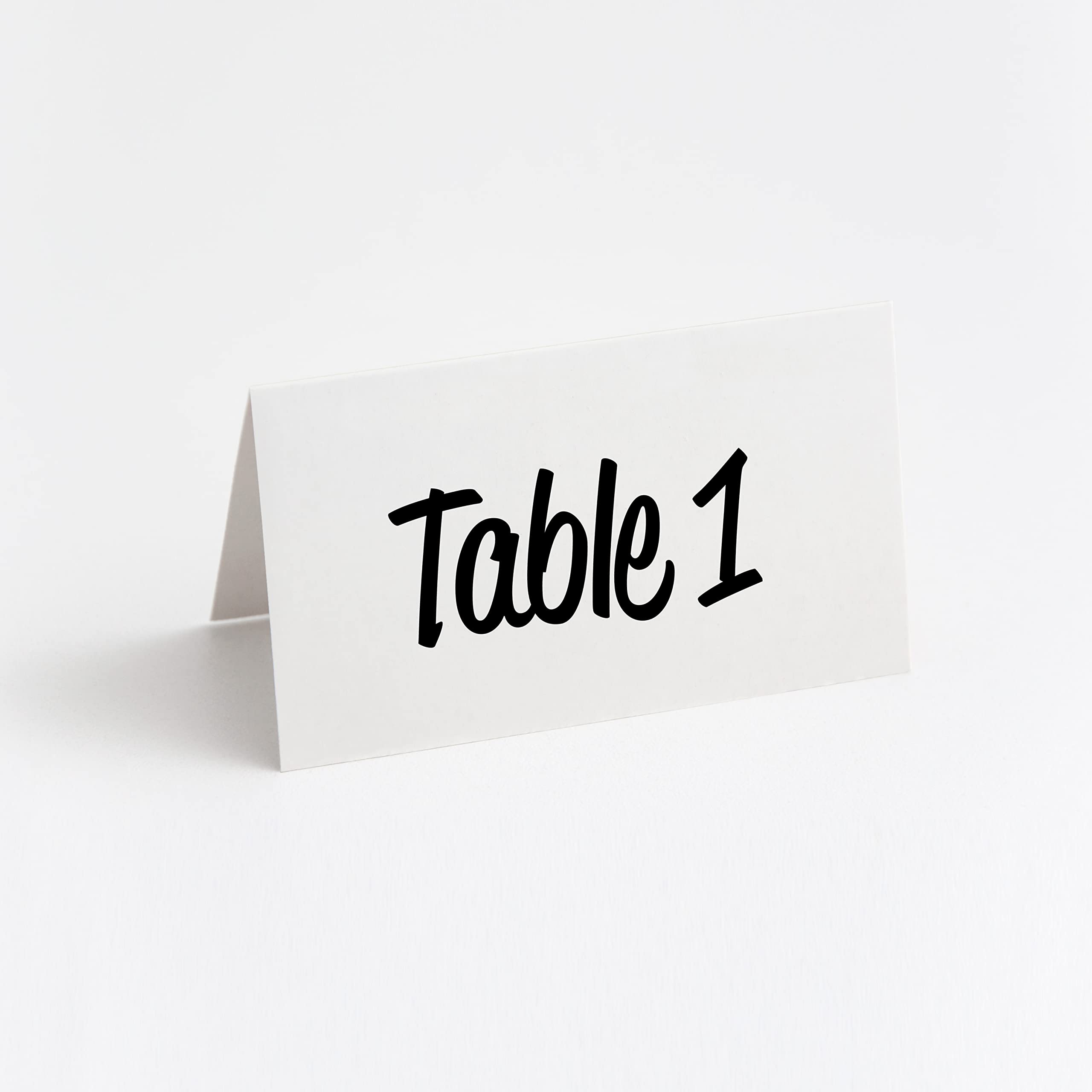 Punkcards - Elegant White Wedding Name Place Cards - 85mm x 55mm Folded Tent Cards (60 Pack) - Perfect for Table Settings, Bridal Showers & Formal Events