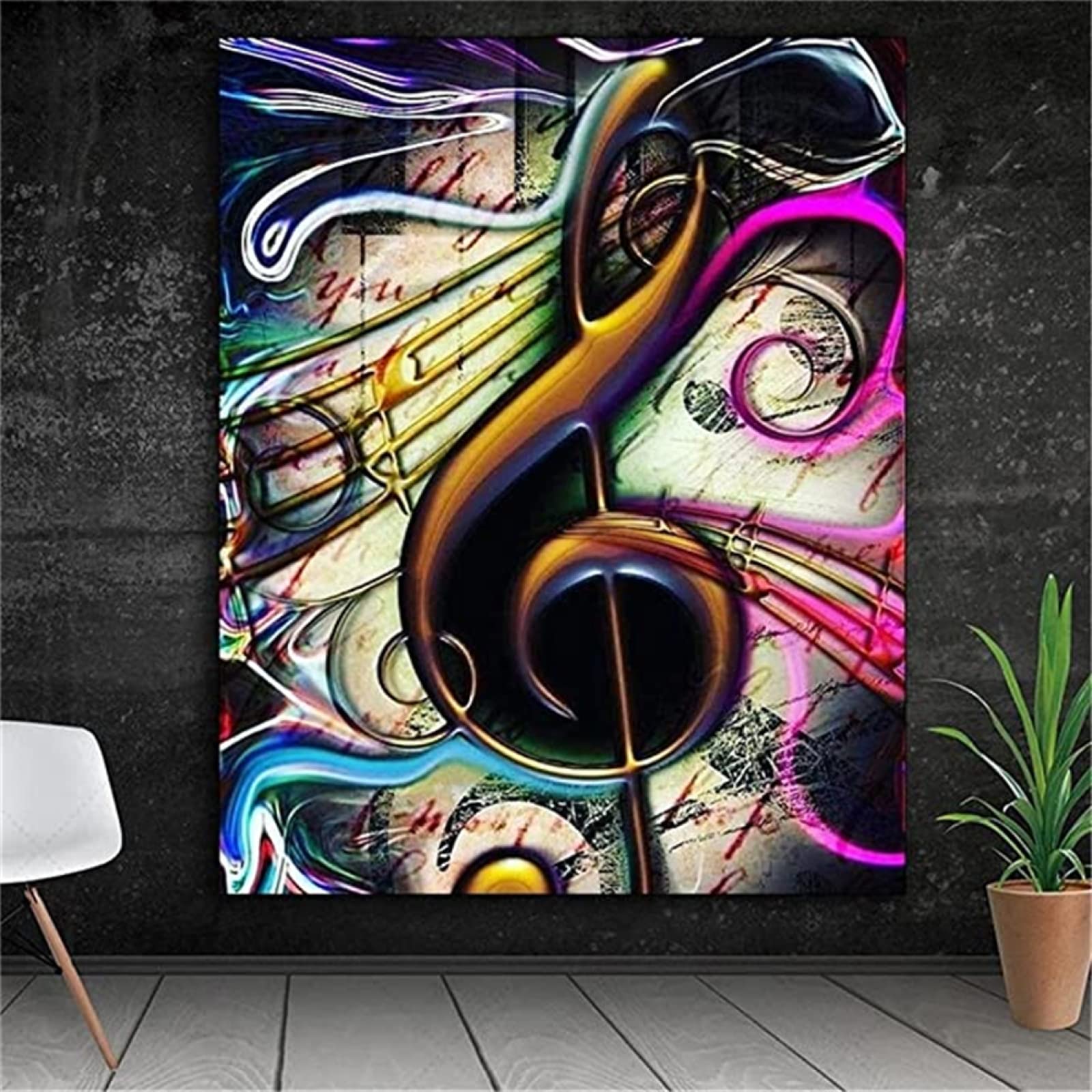 5D Diamond Painting Kit - Colorful Musical Notes Full Drill DIY Art (32x48in/80x120cm) - Round Drill Diamond Cross Stitch Craft for Kids & Adults - Perfect for Wall Decor, Home Art Projects & Relaxation Therapy