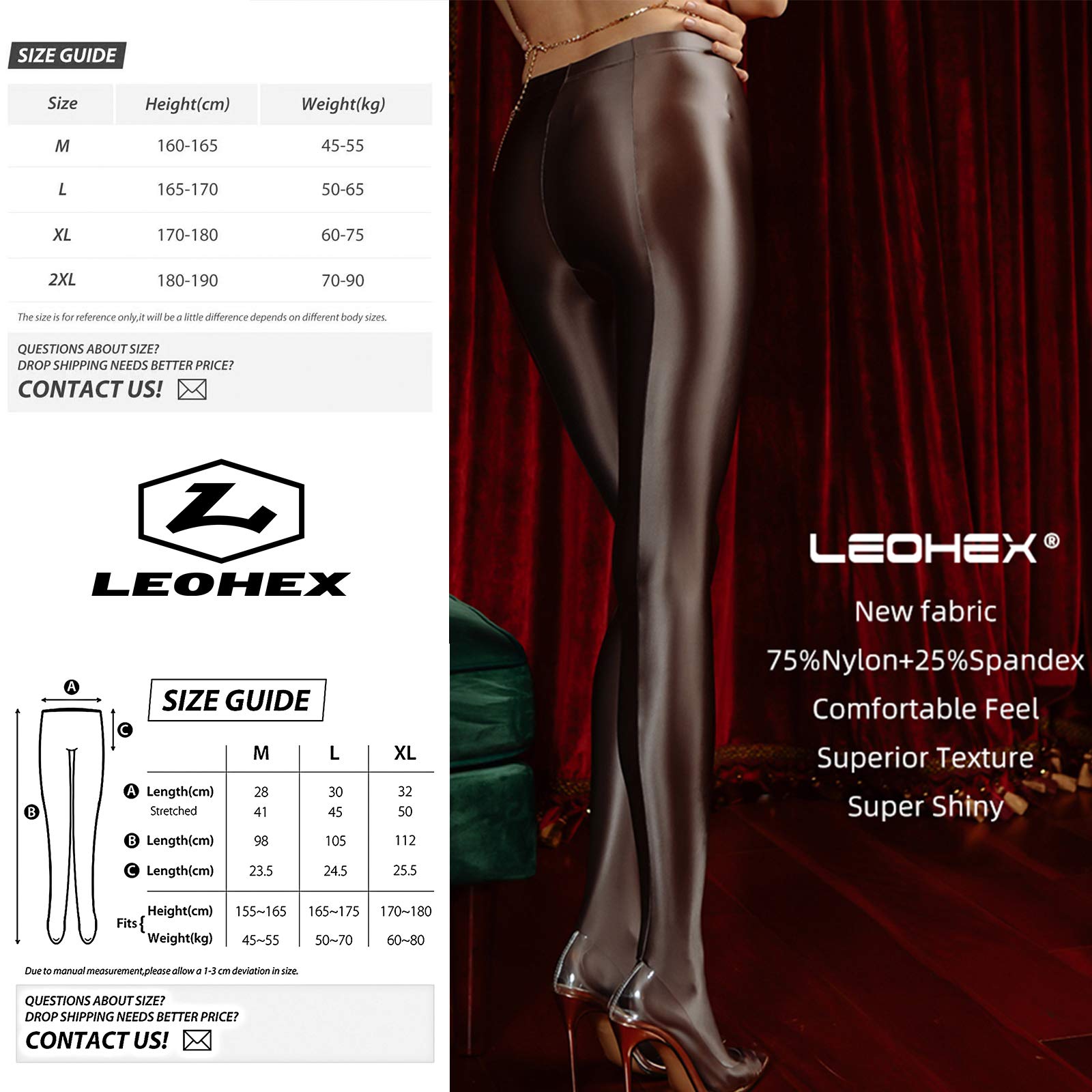 Women's High Waist Satin Glossy Opaque Pantyhose - Sexy Shiny Yoga Leggings for Fitness & Sports | Japanese Style Tights for Workout, Dance & Everyday Wear