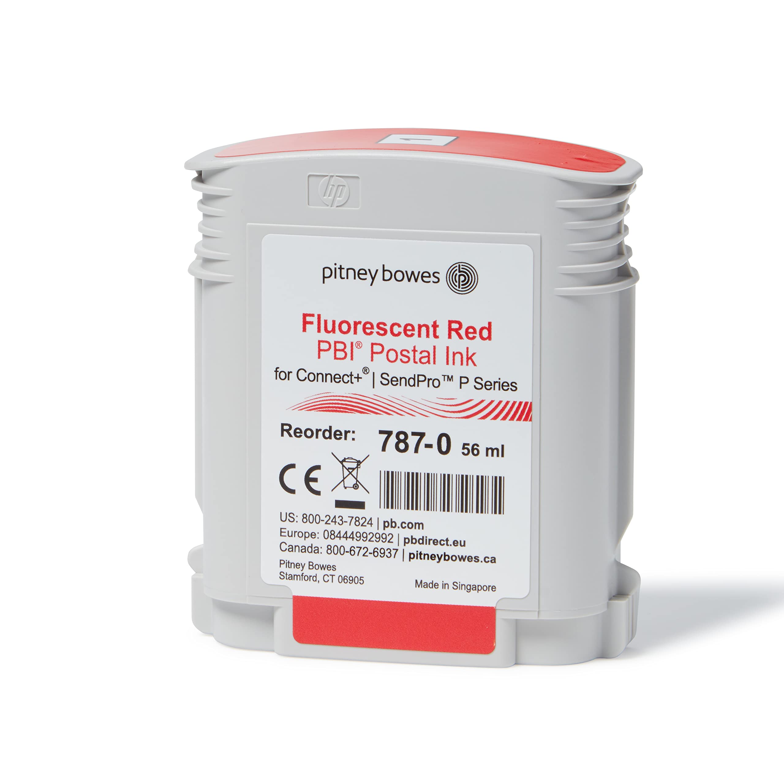Pitney Bowes 787-0 Standard Red Ink Cartridge (56ml) for SendPro P/Connect+ Series Mailing Systems - Compatible with Shipping Labels & Business Mailings