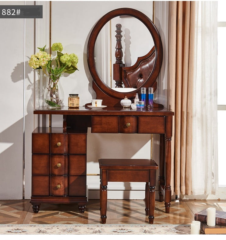 CHARLOTTE Hilton American Country Style Vanity Dressing Table with Mirror - Perfect for Bedroom Makeup & Jewelry Organization