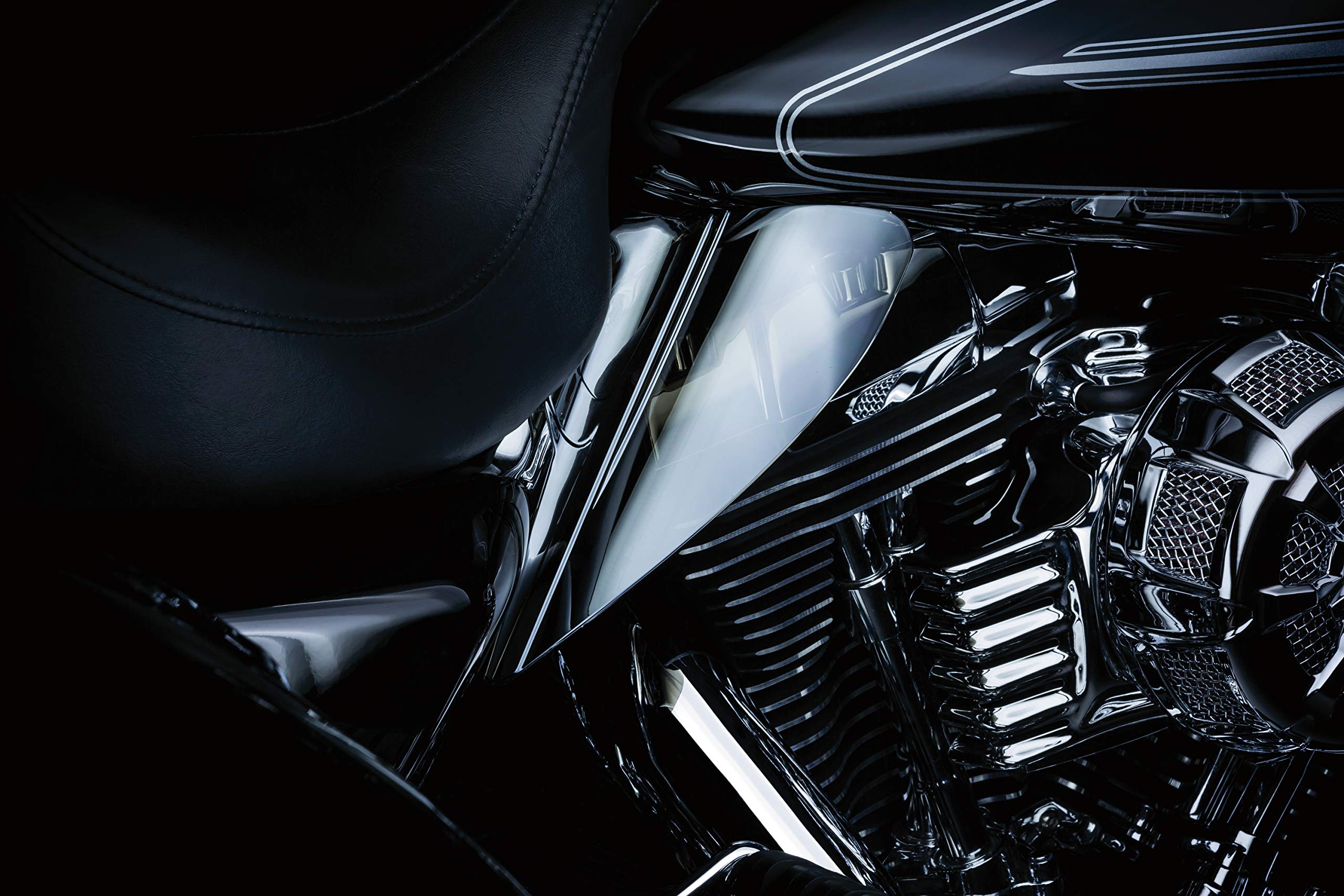 Kuryakyn 1316 Heat Deflector Saddle Shields for 2009-2019 Harley-Davidson Touring Motorcycles - Reflective Smoke (1 Pair) - Motorcycle Protection Accessories for Comfort & Style on Long Rides