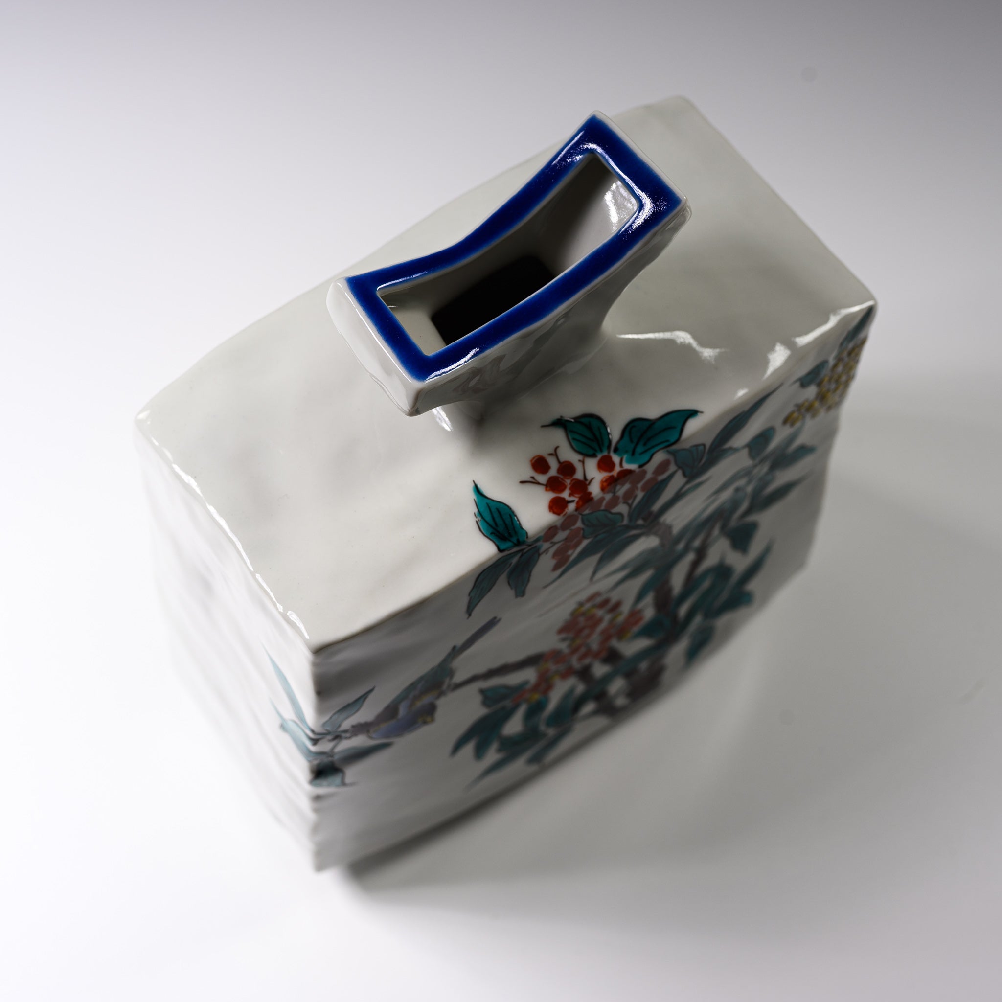Authentic Japanese Kutani Ware Vase - Handpainted Sacred Bamboo Design | Elegant Home Decor for Living Room, Office & Gift Giving
