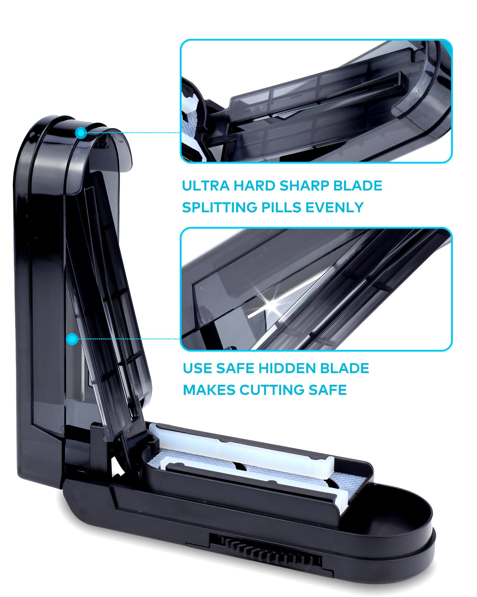 Premium Adjustable Pill Cutter Splitter for Small & Large Pills - Accurate Multi-Pill Cutting with Safety Guard & Sharp Blade | Perfect for Daily Medication, Travel & Elderly Care